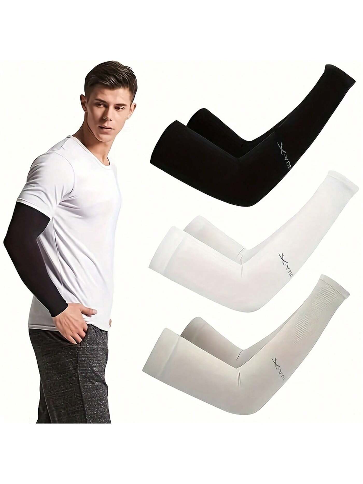 1~5pairs Arm Guard Sleeve Warmer Men Sports Sleeves Sun UV Protection Hand Cover Support Running Fishing Cycling Ski Arm Warmers Autumn Outfits Halloween Costumes Black Arm Sleeve Gifts For Men,Summer