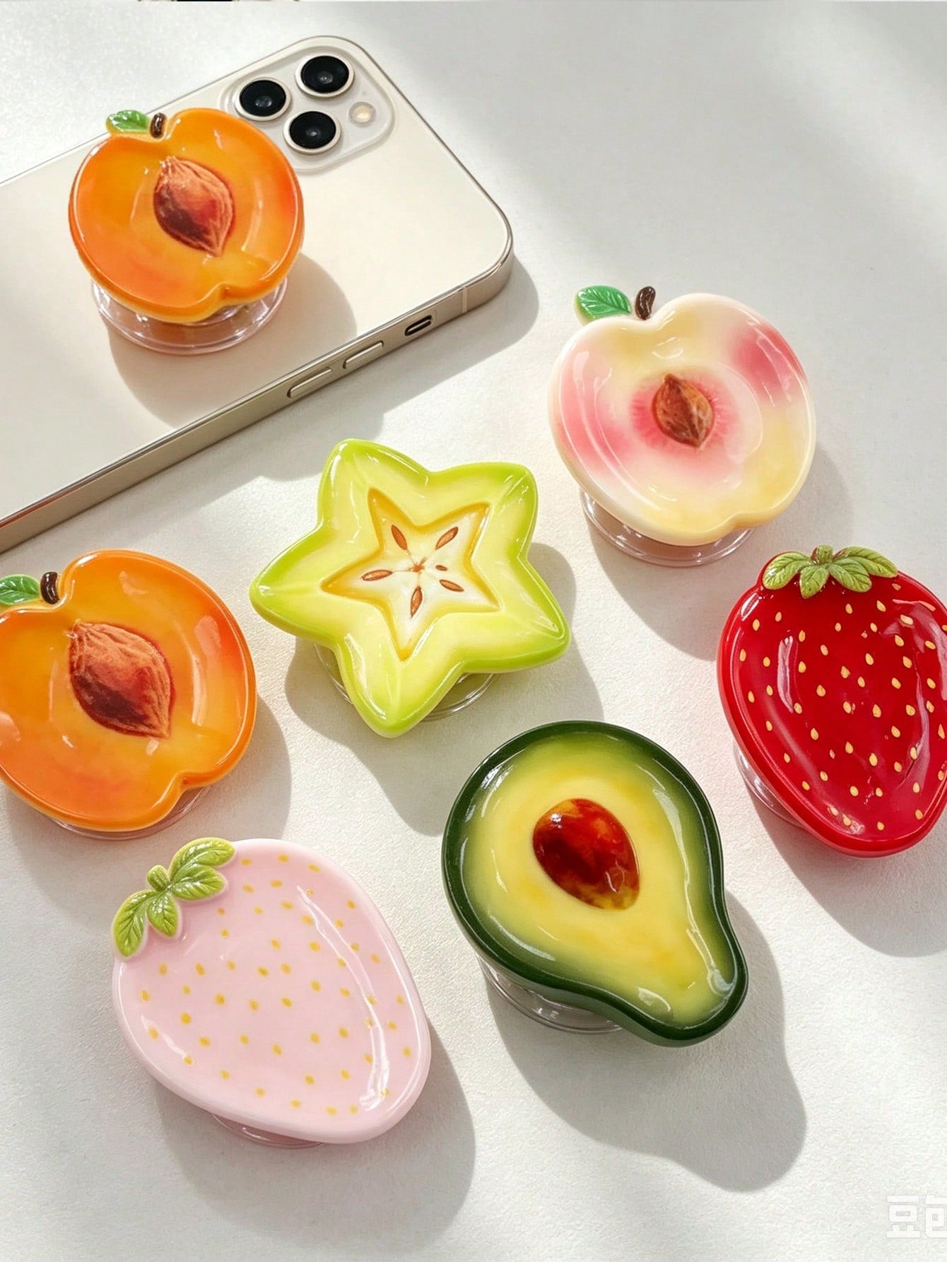 1 Pc Cute Red Fruit Peach And Strawberry Adhesive Mobile Phone Extension Stand, Anti-Slip Lazy Person's Men's And Women's Style Simple And Unique 3D Airbag Mobile Phone Stand