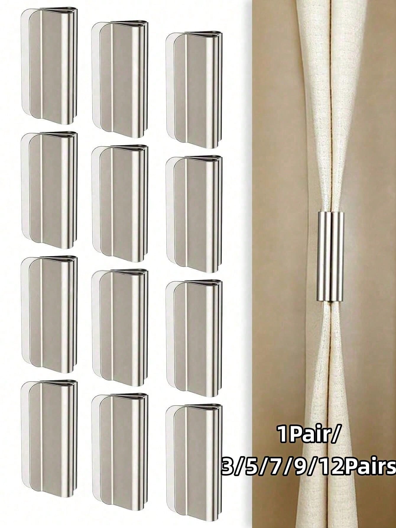1Pair/3/5/7/9/12Pairs Curtain Magnetic Clips, Magnetic Curtain Clamps, Used To Prevent Light Leakage And Keep Curtains Closed, Suitable For Home Bedroom Office Curtains And Drapes, Double Magnetic