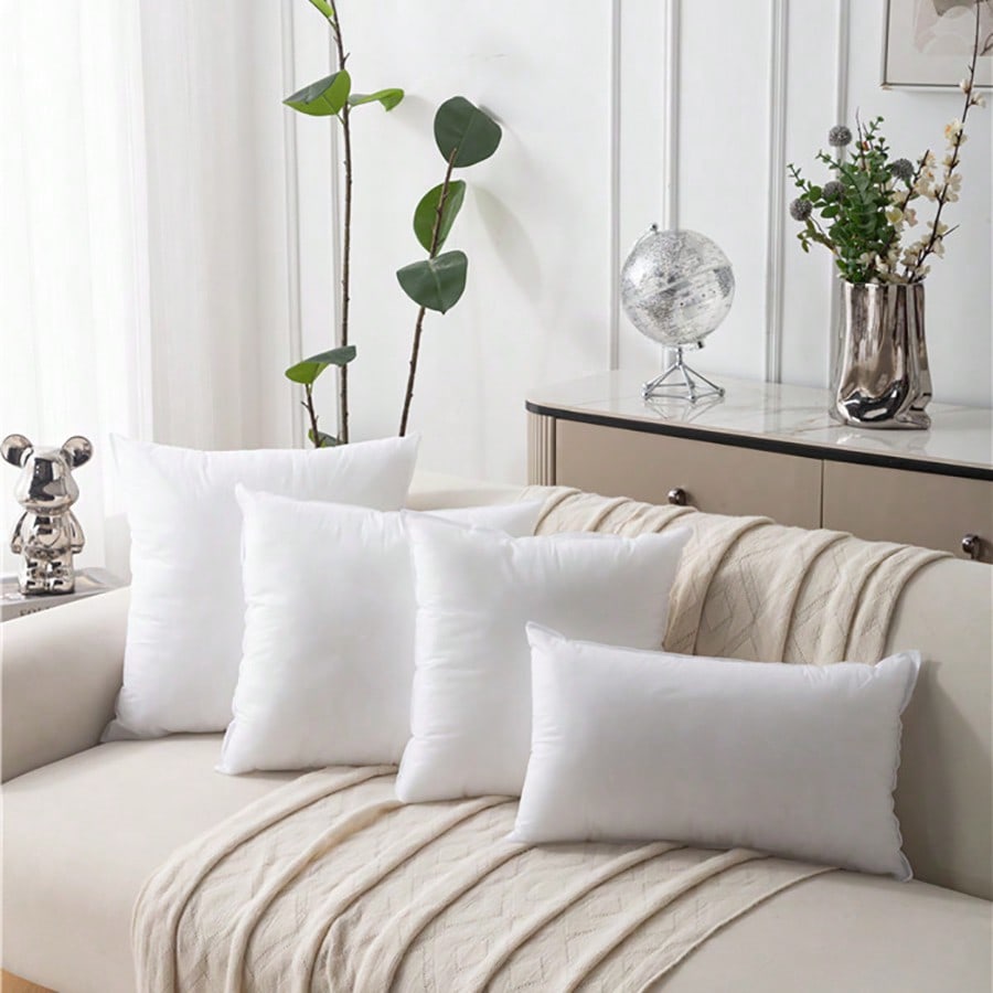 1pc/2pcs Soft & Fluffy Square Throw Pillow Insert, No Fluorescent Fiber, Filled With High Elastic Velvet. White Pillow Insert Suitable For Sofa, Bed, Breathable Sofa Decorative Cushion Insert, Without