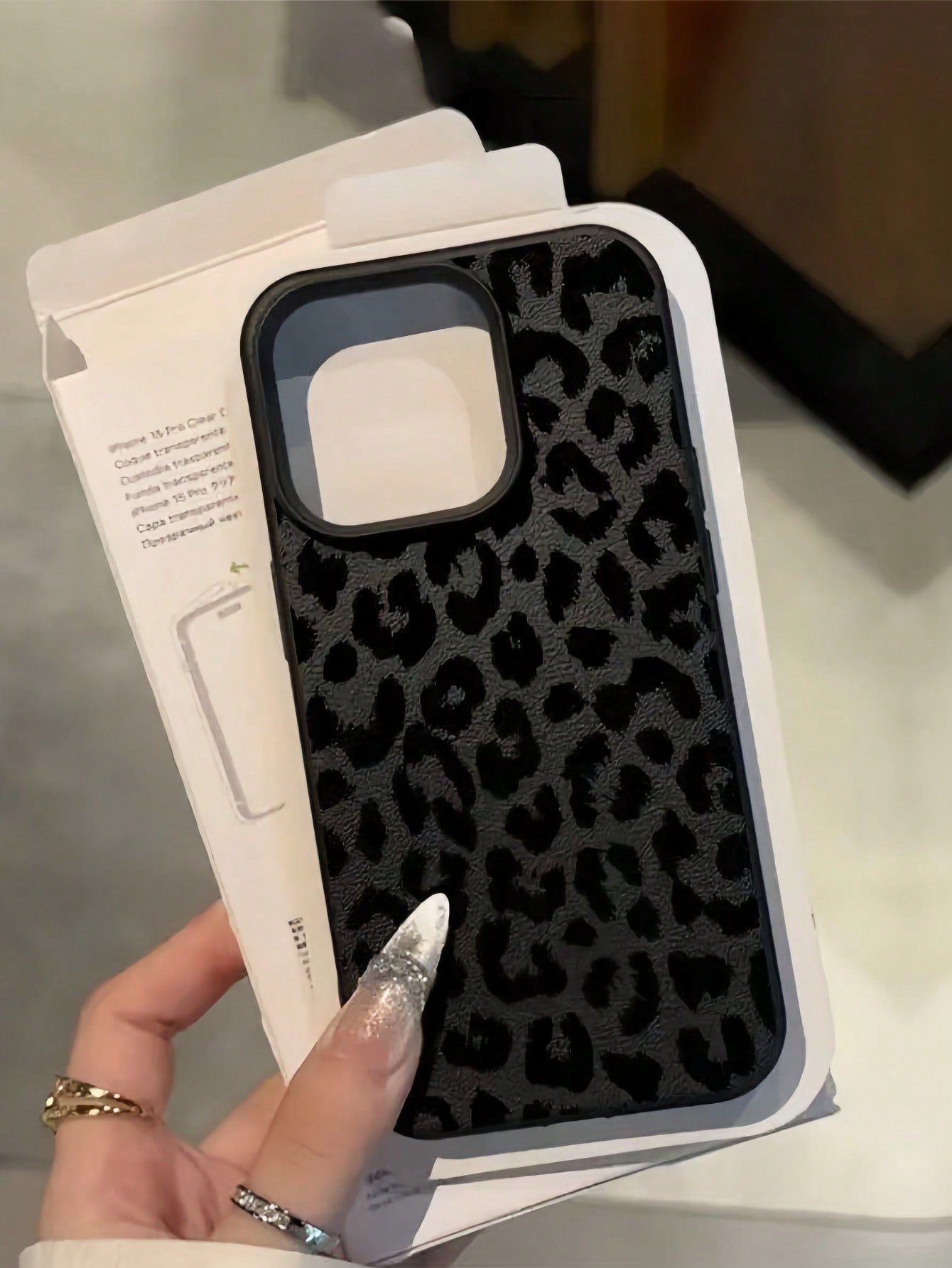 1pc Black Leopard Print Full Coverage Phone Case Compatible With IPhone 16/15 Pro Max/15 Pro/15/14/13/12/11, IPhone 13 Pro/14 Pro Max, Series