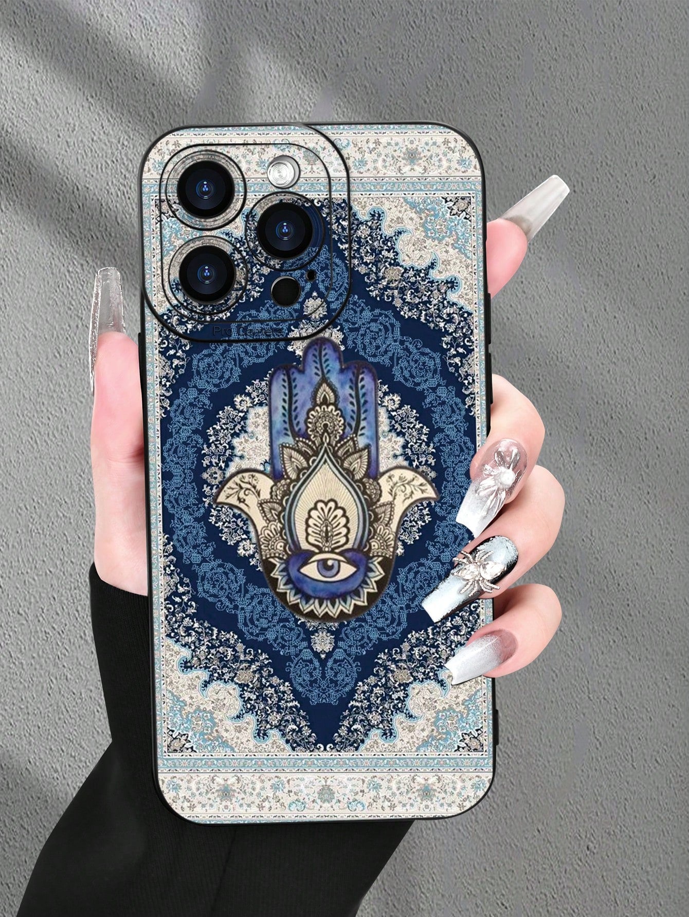 1pc Fatima Hand Floral Print 2D Pattern Creative High-End Design, Waterproof Anti-Dust Minimalist Style With Camera Protection, Compatible With IPhone 16/15/14/13/12/11/7/8/XR/XS/Plus/Pro/Pro Max And