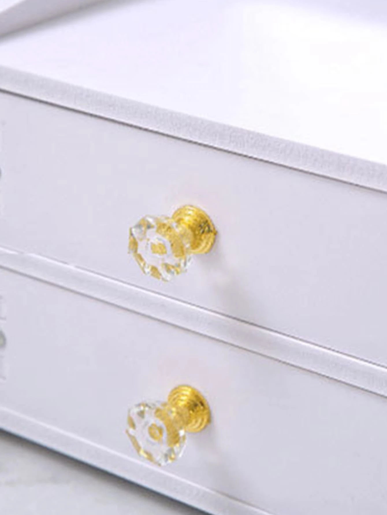 1pc High-End Luxurious White Wooden Makeup Organizer With Large Capacity, Multiple Functions, Drawers, Dustproof Cover, And Mirror