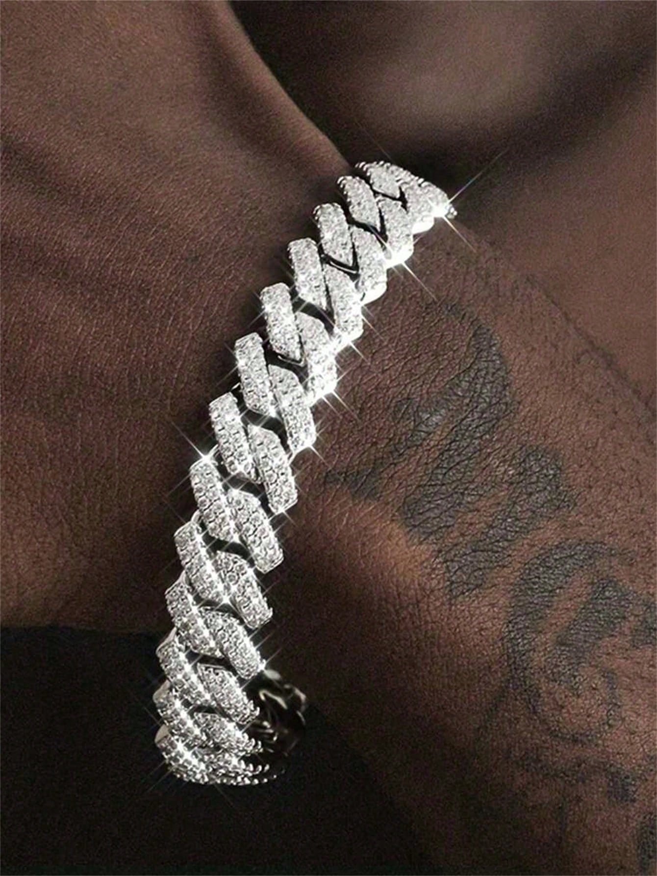 1pc Men's Fashion Hip Hop Chain Bracelet, Bracelet, Hip Hop Bracelet, Hip Hop Men's Clothing Chain, Luxury Multi-Functional Jewelry For Men And Women, Father's Day Gift