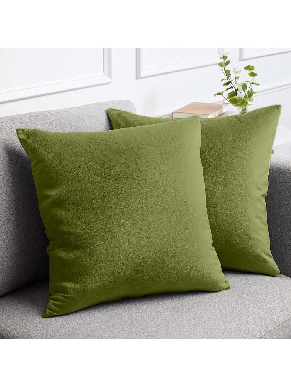 1pc Plain Cushion Cover Without Filler, Plush Square Pillowcase For Sofa, Home Decor