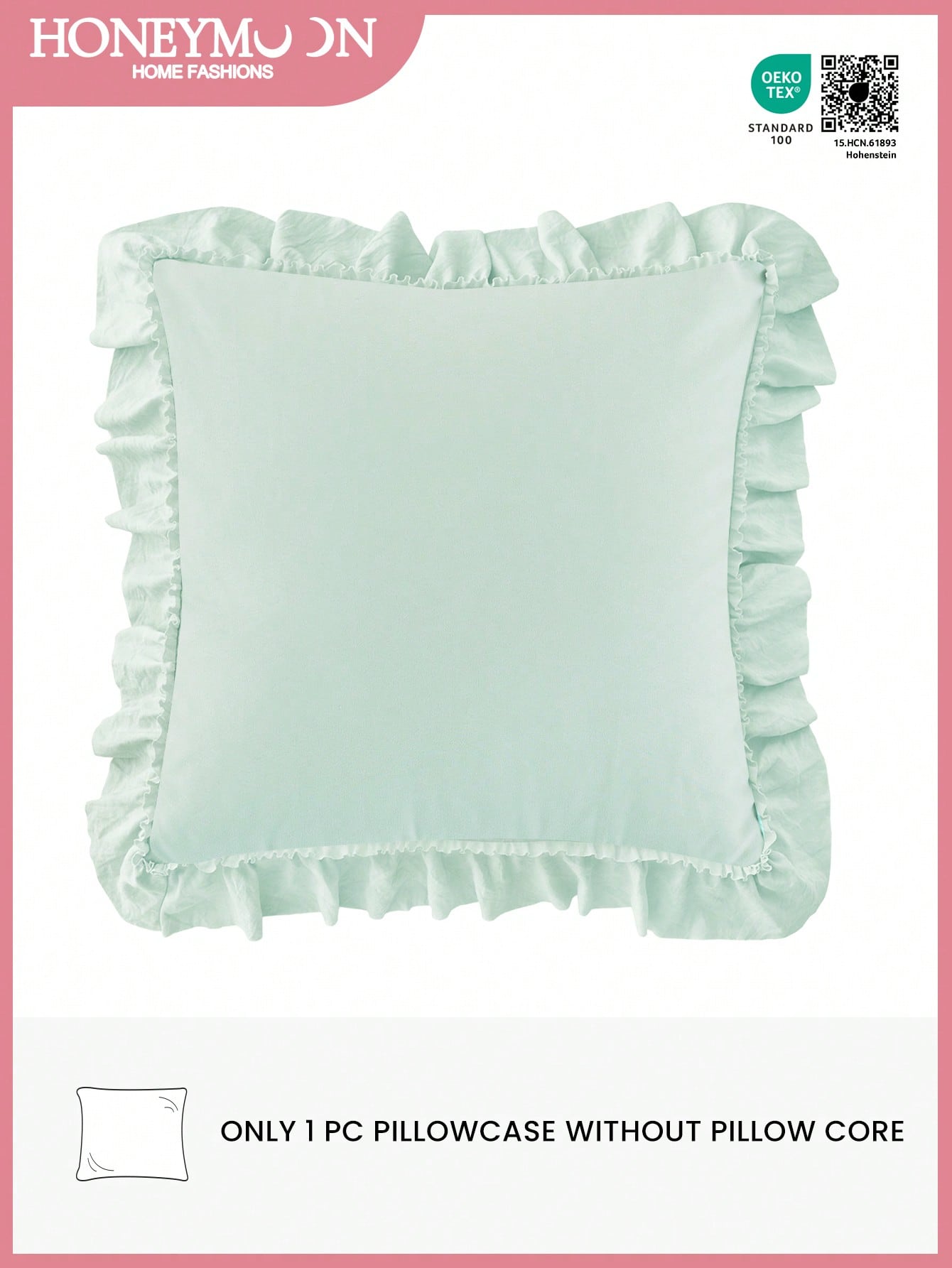 1pc Romantic French Ruffled Quilted Envelope Pillow Cover (Filling Not Included), Fashionable Romantic Decorative Throw Pillow Case Suitable For Bedroom/Dorm/Sofa, Couples & Friends Gift. Machine Wash