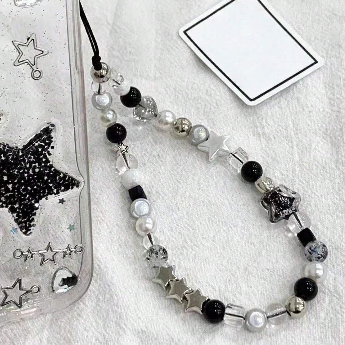 1pc Unisex Black & White Minimalist Portable Multifunctional Phone Lanyard, Bag Charm, Daily Accessory- Autumn New Arrival, Suitable For All Year Round