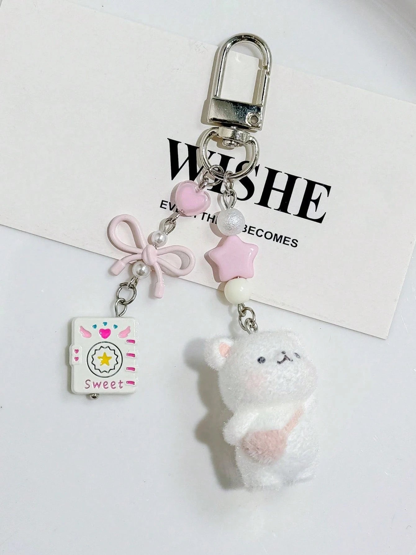 1pc Unisex Flocked Series Keychain Cute Hamster Cheese Cube Pendant Charm Accessory Bag Pendant