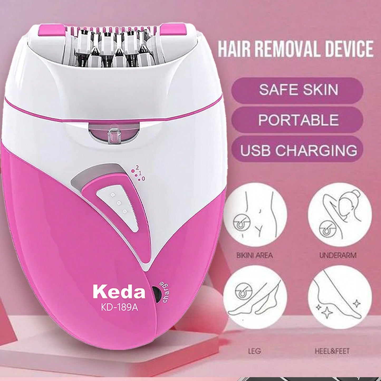 1pc Wireless Rechargeable Women's Underarm Hair Removal Device