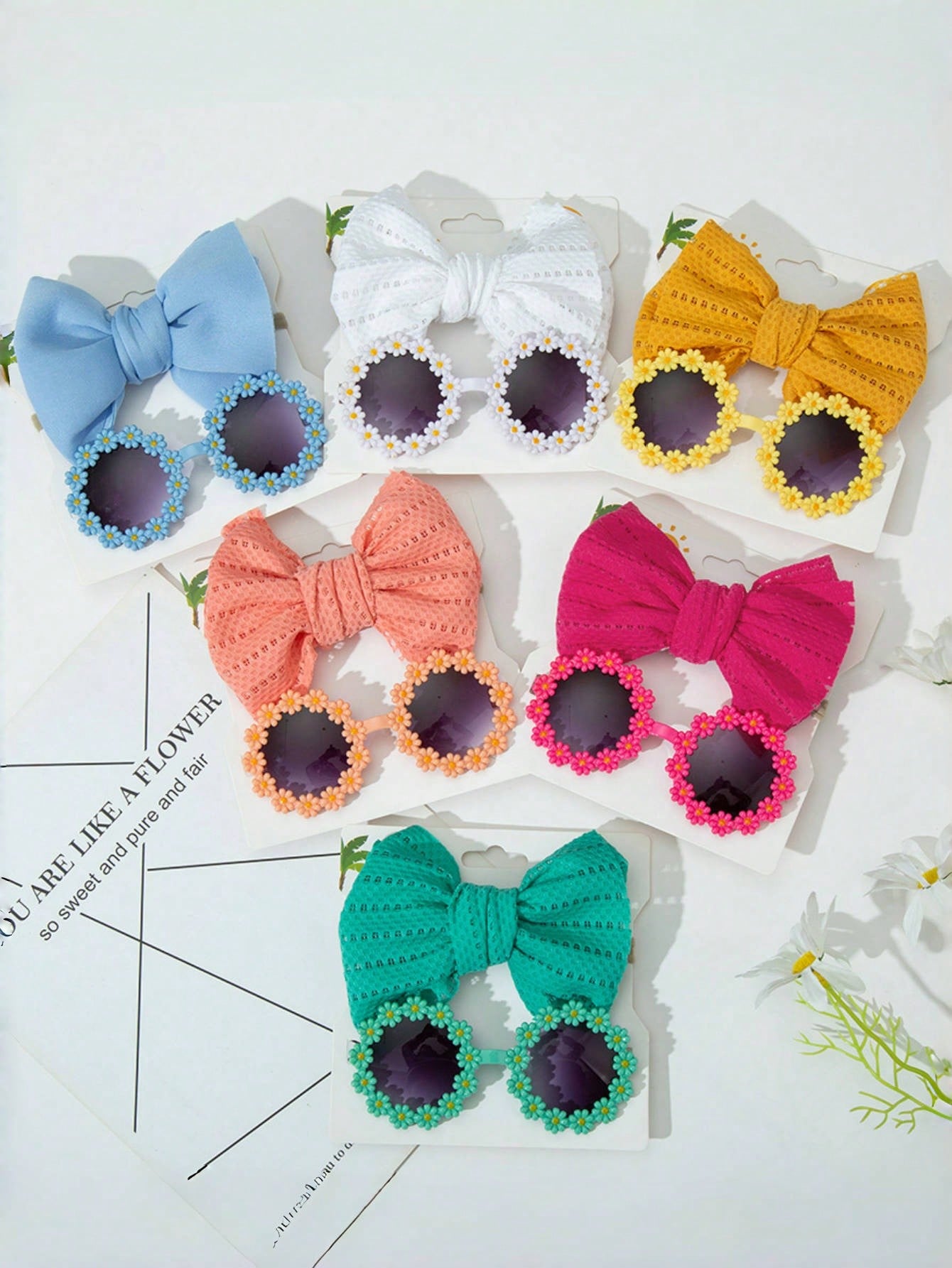 2pcs/Set Kid's Fashion Glasses Bow Headband Set, Floral Decoration Fashion Glasses Headwear For Boys & Girls