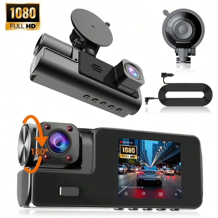 4K Camera Dash Cam 3 Cameras (Optional)- Infrared Night Vision, 170° Wide Angle And Built-In Audio- Includes A 32GB Card (Optional), Loop Recording, G-Sensor-24-Hour Parking Mode, Echargeable Batte