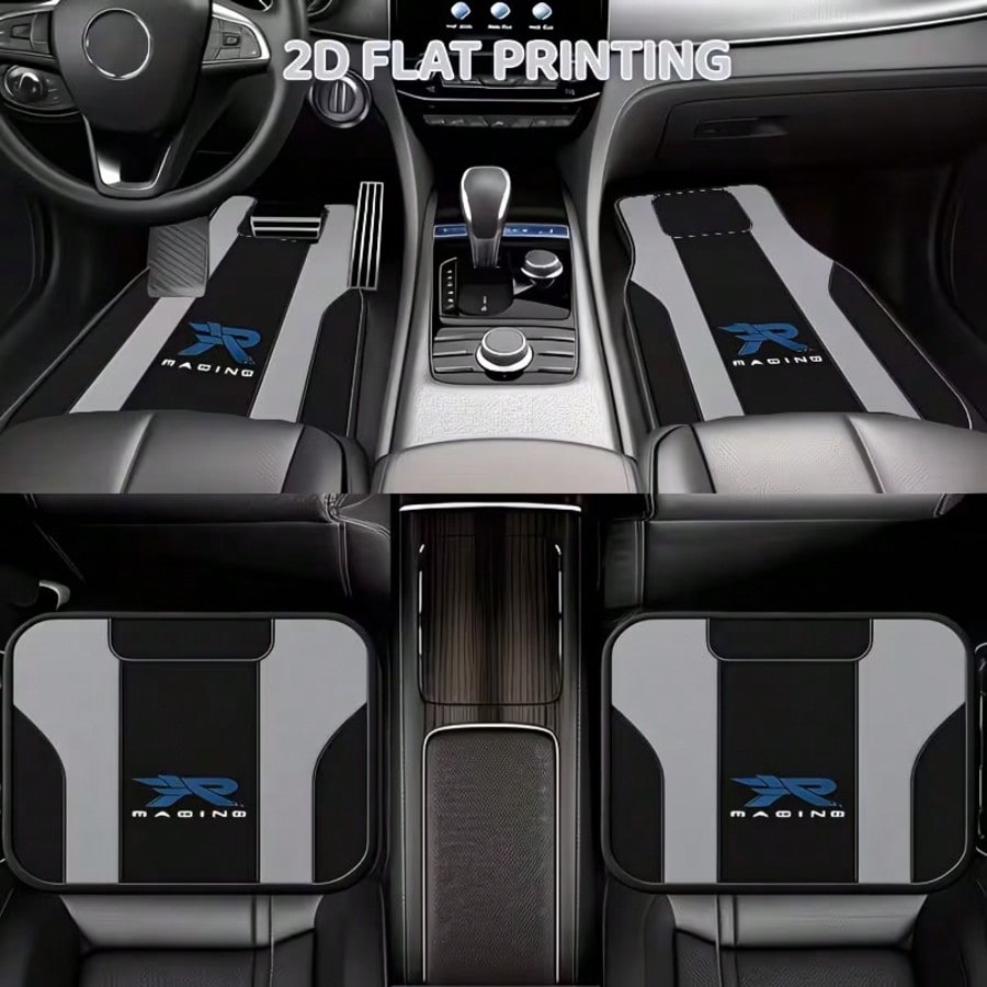4pcs Premium Car Floor Mats- Crystal Velvet Material, Easy To Clean, Front & Rear Seat Mat Set, Suitable For Trucks, Sedans & SUVs, Anti-Mud & Snow, All-Weather, Easy Installation