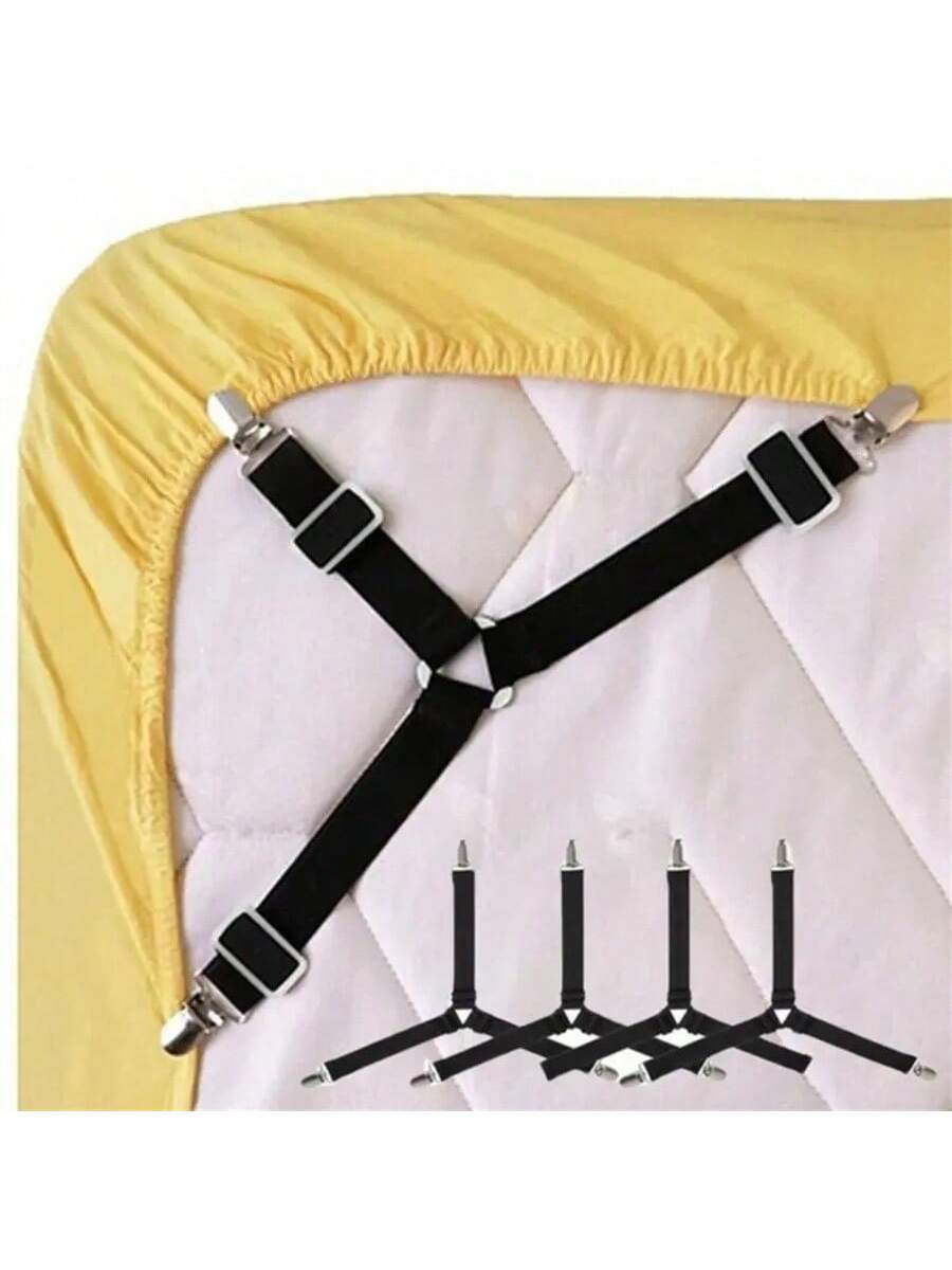 4pcs Triangle Adjustable Elastic Bed Sheet Clips, Sofa Bed Sheet Fasteners, Tablecloth Clips, Non-Slip Bed Sheet Holders