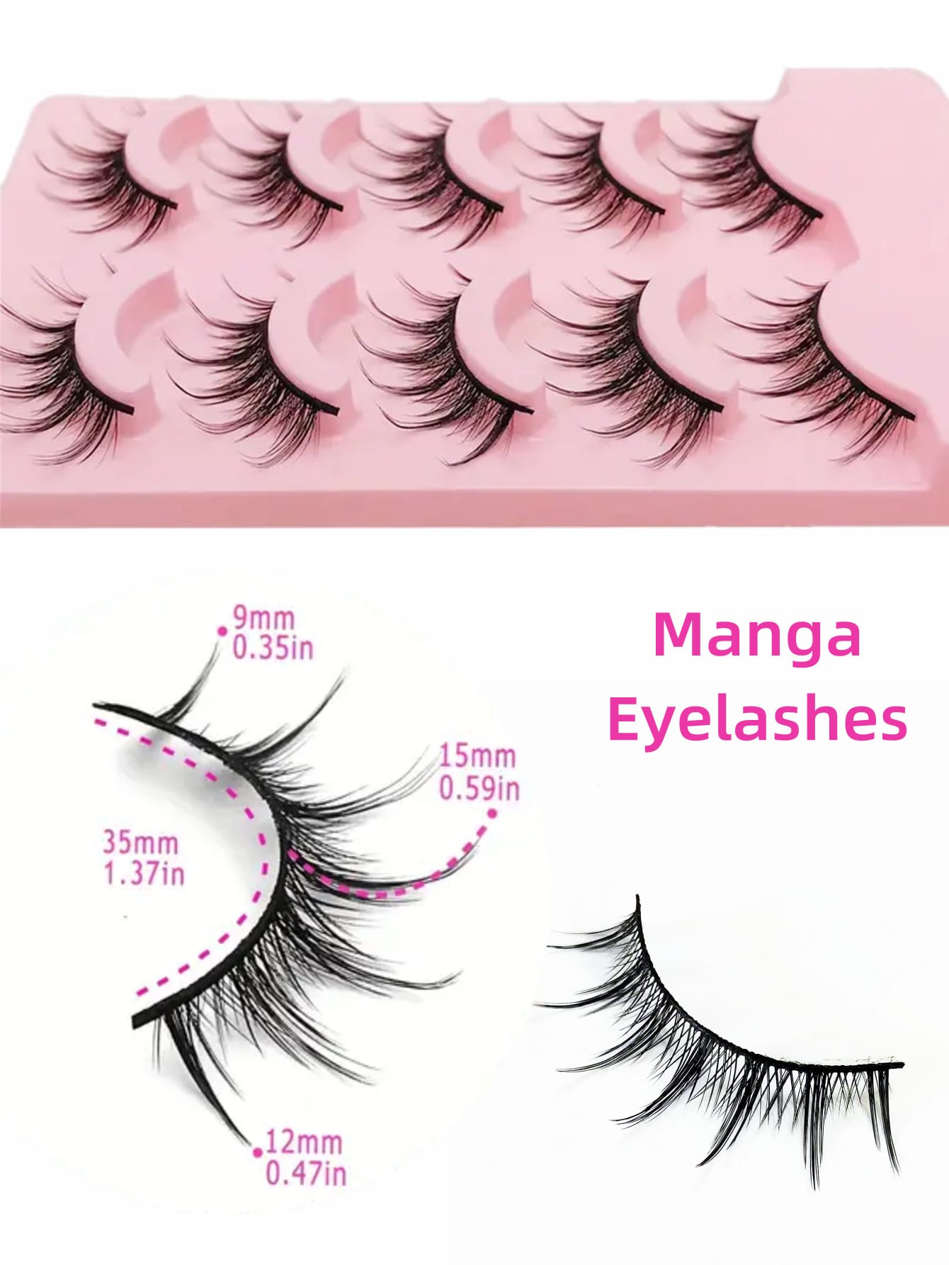 Asiteo 5 Pairs Manga Lash Natural Lightweight Criss-Cross Fairy Soft Short 3D Full Strip False Eyelashes