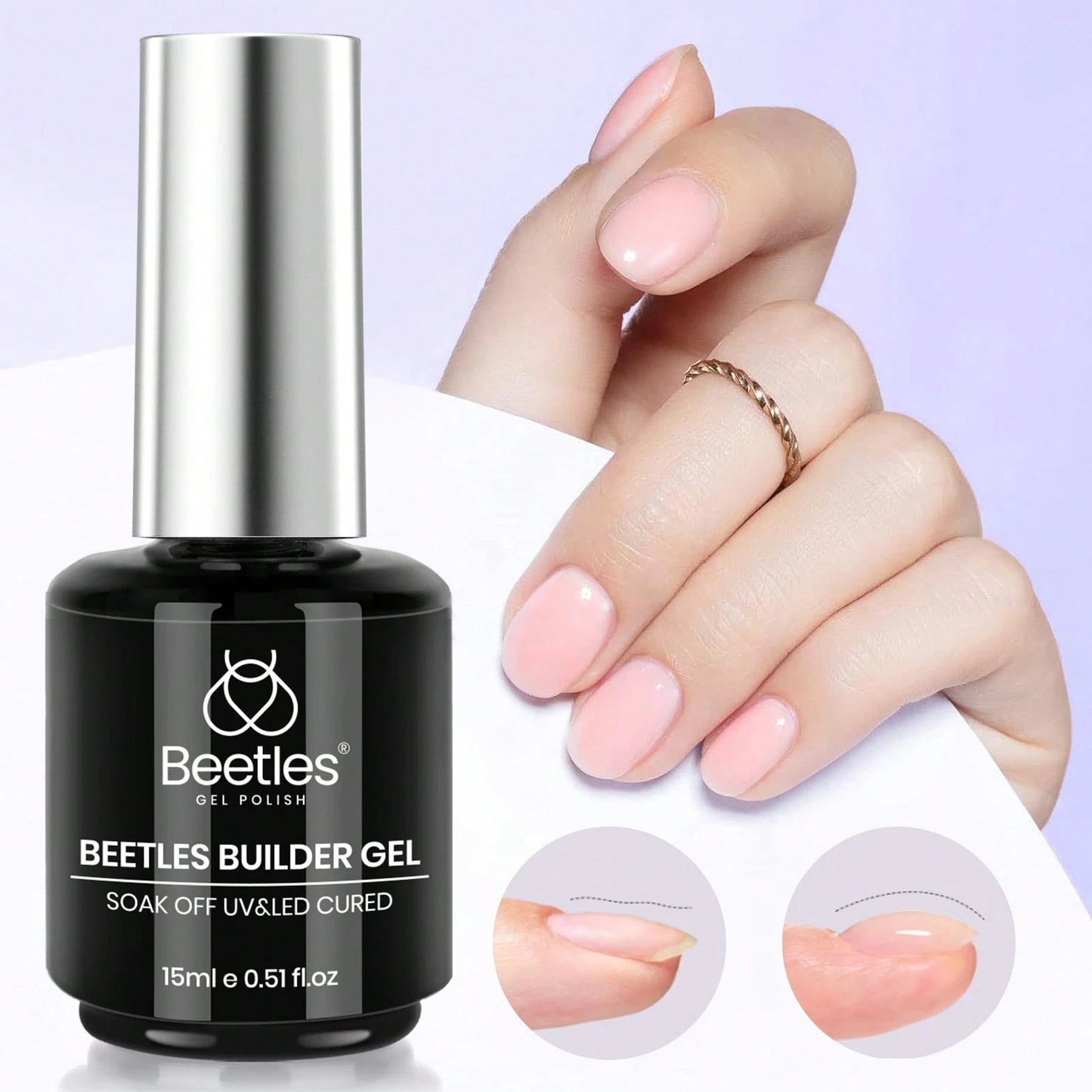 Beetles Builder Gel For Nails-Cover Nude Translucent 8 In 1 Nail Thickening Strengthening Building Apex
