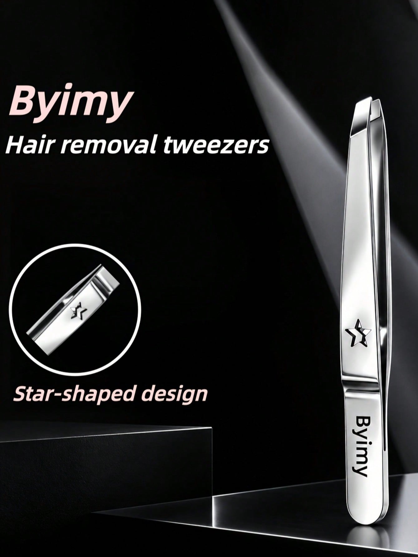 Byimy Brand Star Stainless Steel Eyebrow Tweezers, Hair Removal Tweezers, Beard Tweezers, Slanted Eyebrow Tweezers, Hair Removal Tweezers, Beard Tweezers, Eyebrow Tweezers, Hair Removal Tweezers, Eyel