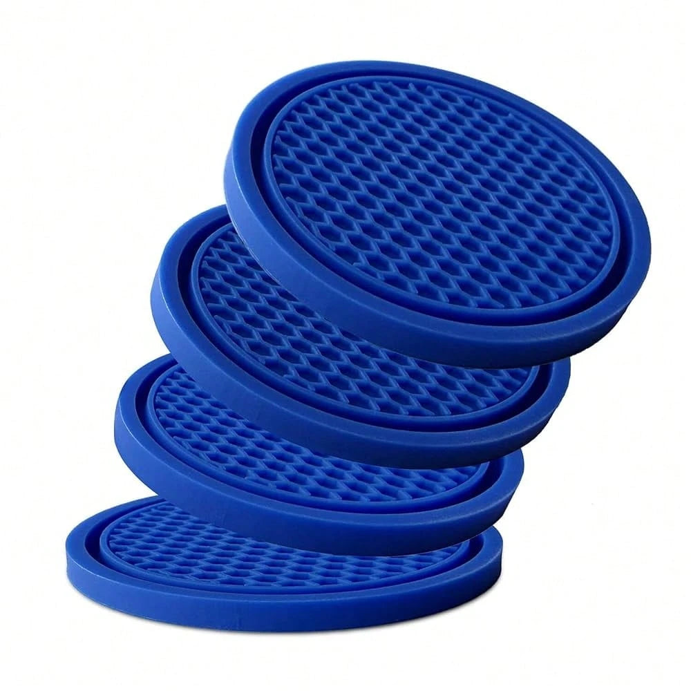 Car Cup Holder Coaster 4 Pack- Non Slip & Shockproof,Flexible PVC Rubber Insert For Car/Truck/SUV/Van (2.75\X0.2\) Universal Fit Auto