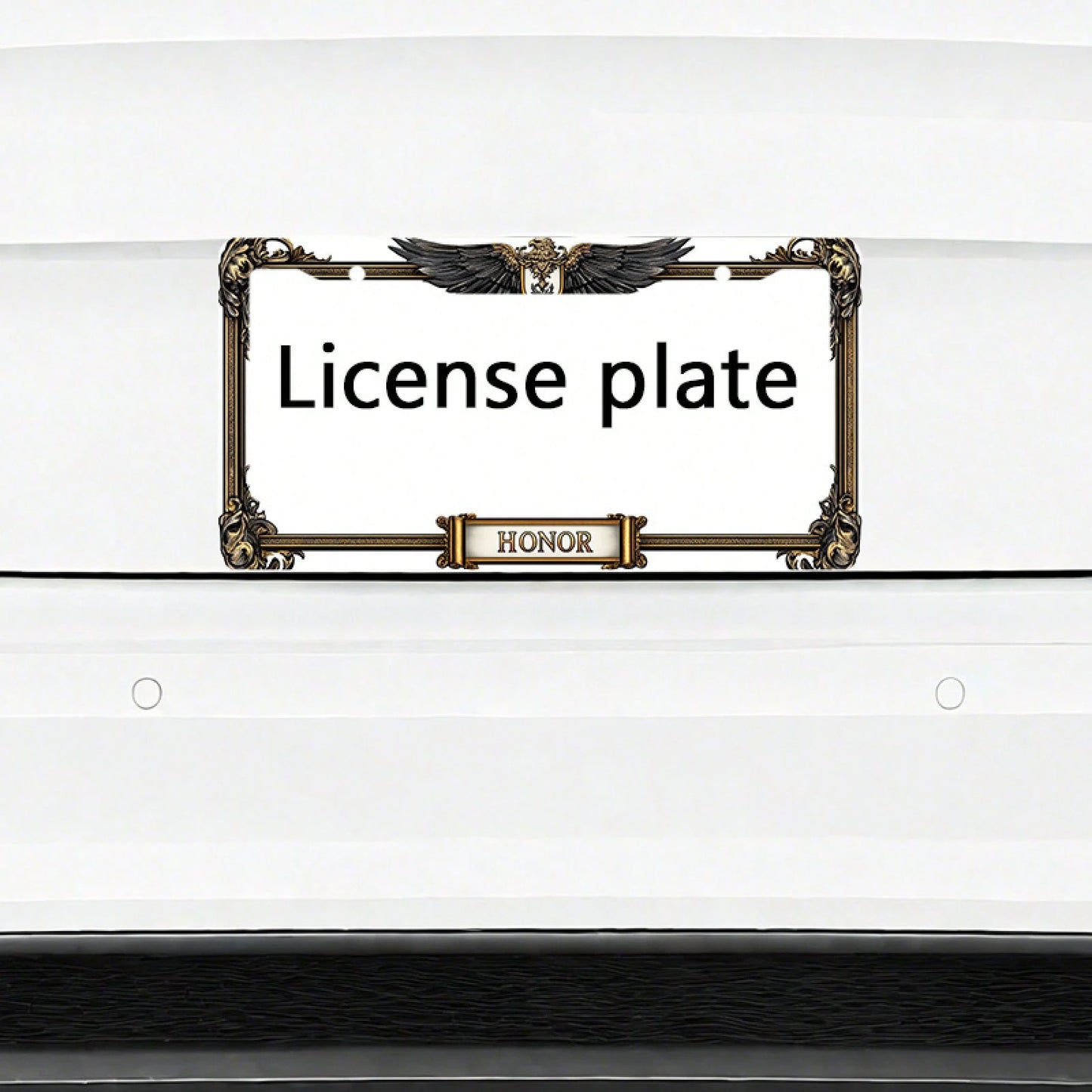 Car, Metal License Plate Frame, Golden Eagle Emblem And Honor Engraving, Suitable For American And Most International Vehicles, Includes Mounting Screws, Car Decoration Accessory, Perfectly Represents