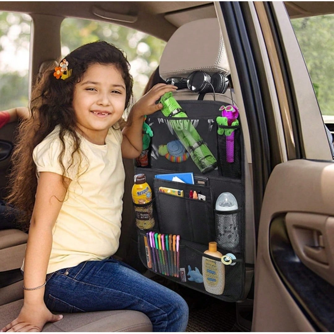 Car Storage Organizer 2 PCS,Car Backseat Organizer For Durable Waterproof Oxford Fabric With Touchable Tablet Holder 9 Mesh Pockets For Snacks Toys,Car Travel Accessories, 2 Pack
