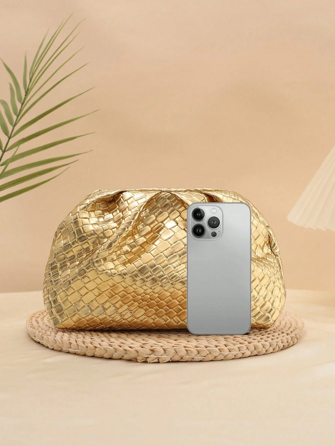 Fashionable New Women's Cloud Handbag, High-Quality Creative Casual Evening Bag, Solid Color Minimalist Faux Woven Cloud Bag, Women's Clutch