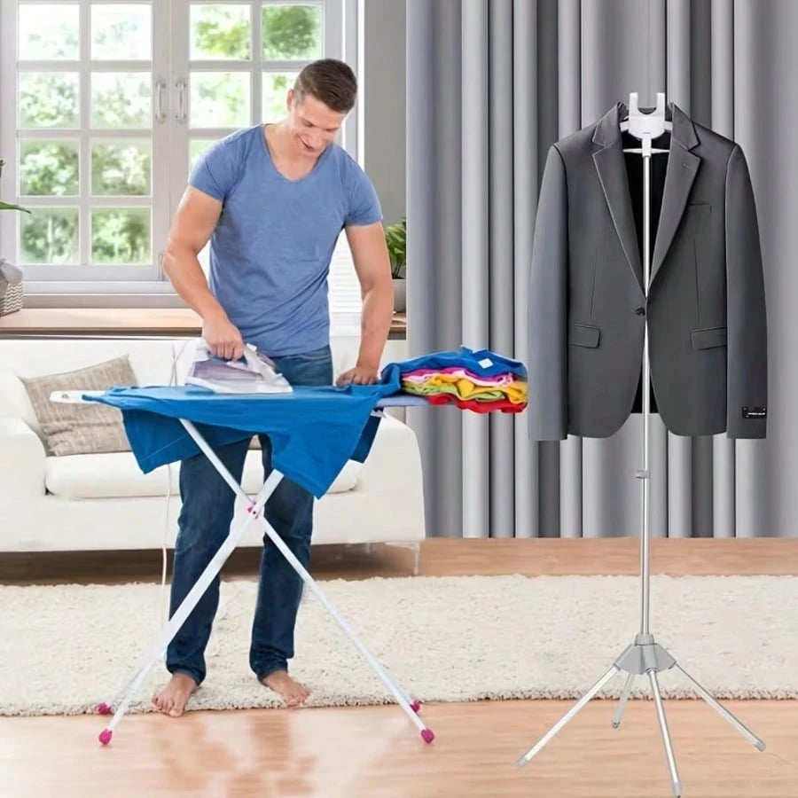 Garment Steamer Rack With Lint Remover Handheld Ironing Board Independent Support Stand Foldable Freestanding Telescopic Height Adjustable Vertical Clothes Hanger Space Saving Steam Ironing Rack For C