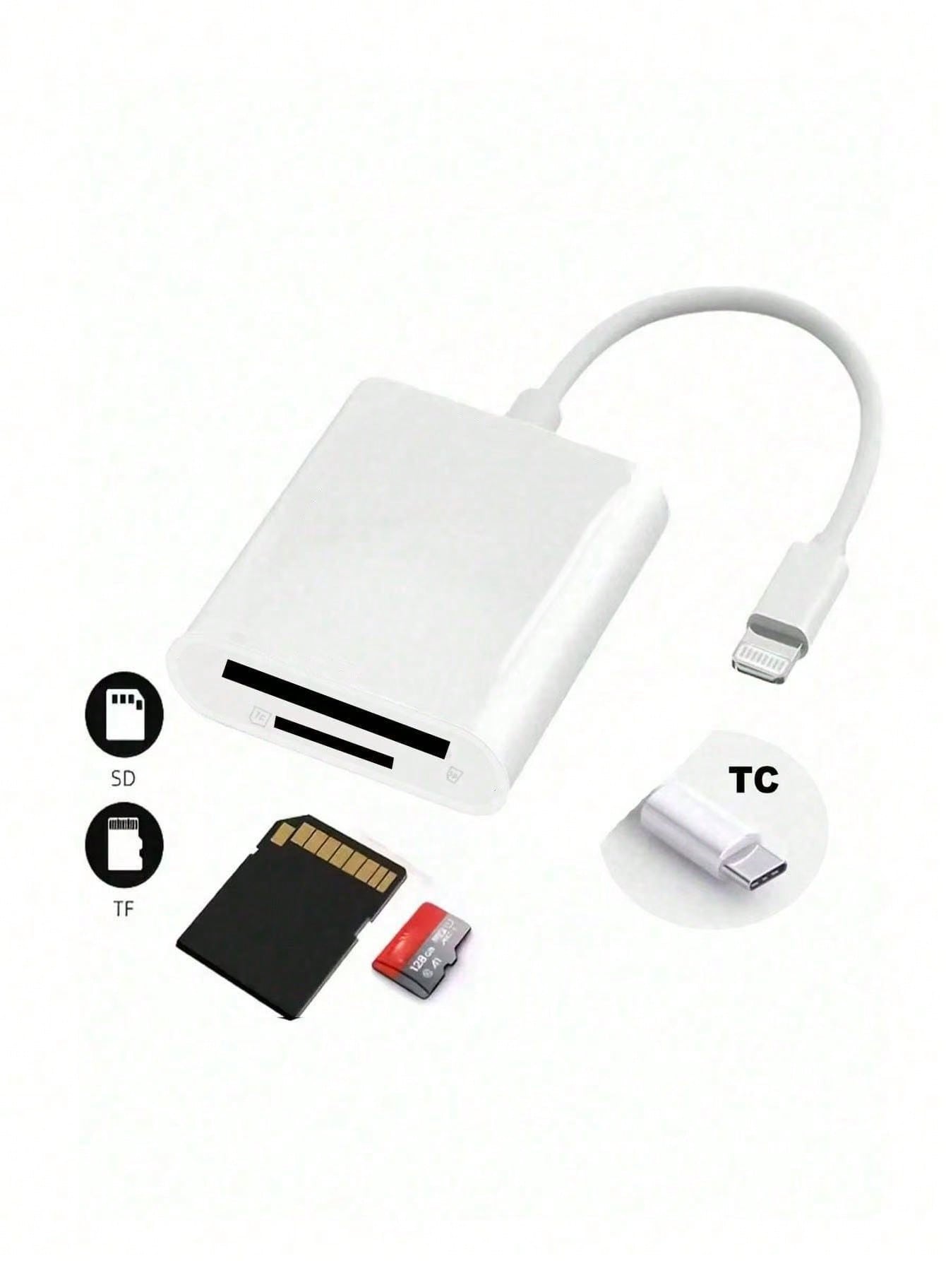Gesen 1pc SD Card Reader, Dual Slot USB-C/Lightning Interface, SD/TF Card Reader Adapter For Portable Camera Viewer, Plug And Play, Compatible With IOS 17/16/15/14/13/12/11/XS/8/7/6, Cameras, And Othe