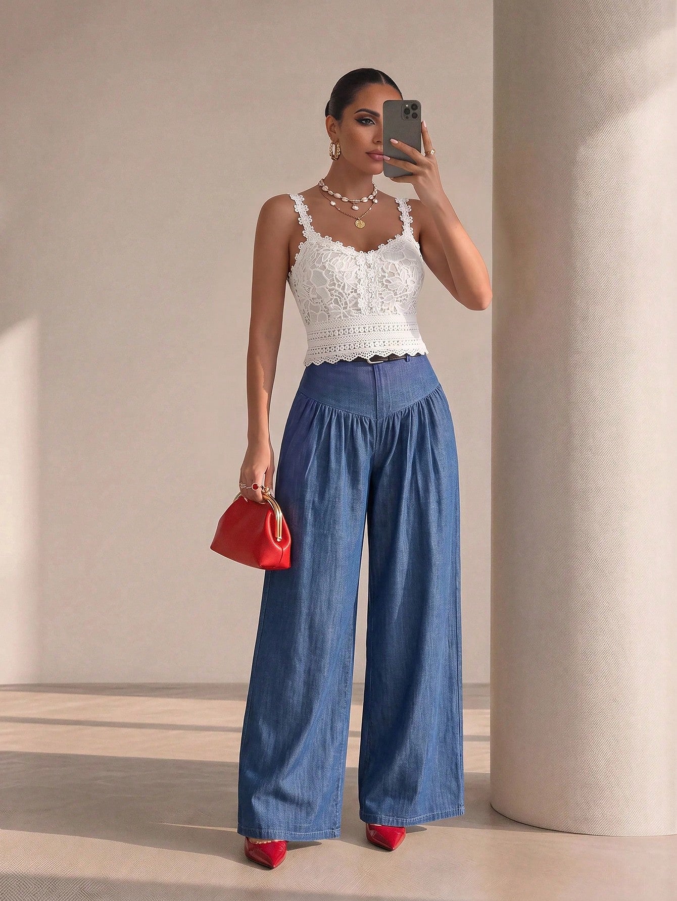 Glyssa Guipure Lace Cami Top