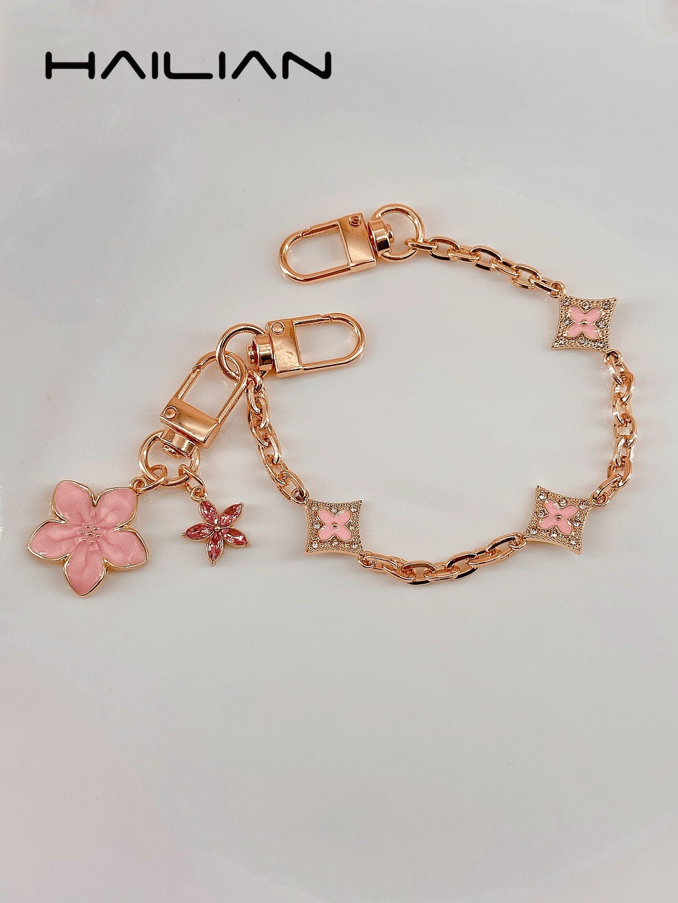 HAILIAN This Combination Pack Of Bag Straps Is Made Of Alloy Material, Decorated With Clover And Cherry Blossom Patterns. The Clover Symbolizes Good Luck, And Each Leaf Represents The Four Things Peop
