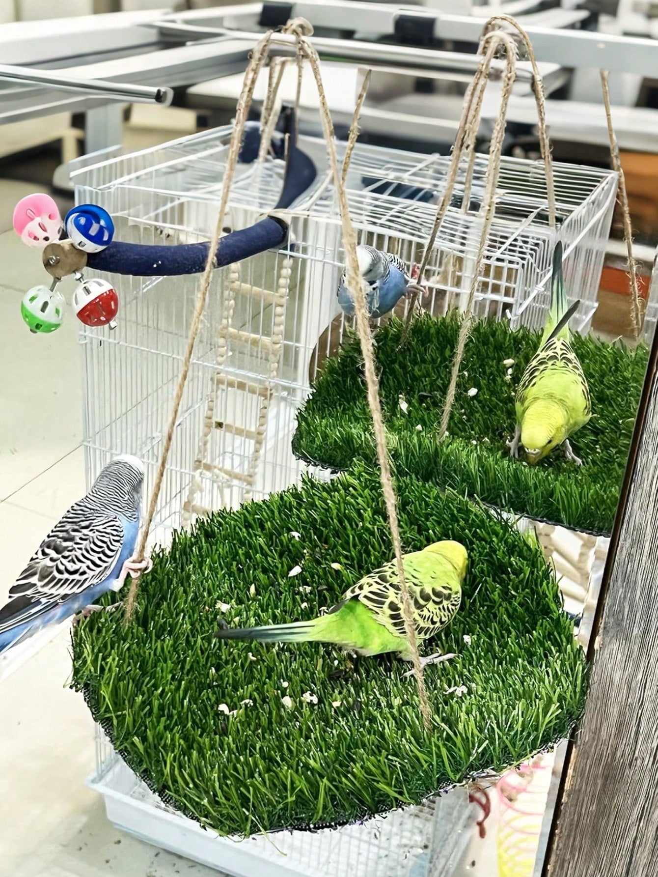 Large Bird Foraging Mat Toy, Natural Bird Grass Hammock Swing Toy With Hook, Climbing Perch Hanging Toy, Suitable For Parrots, Budgies, Cockatiels, Bearded Dragons, Snakes