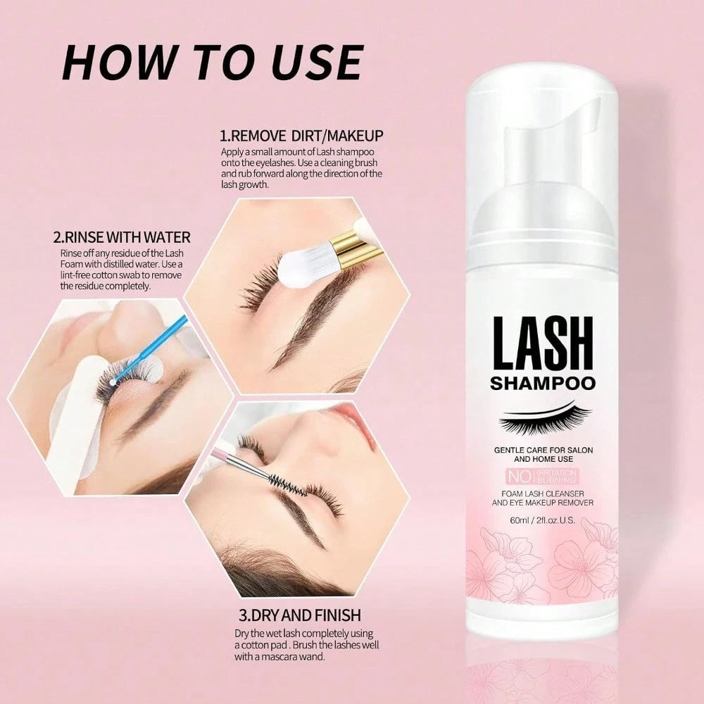 Lash Shampoo For Eyelash Extension Removal, 50ml- Gentle, Natural Formula, Nourishing, Foaming Cleansing