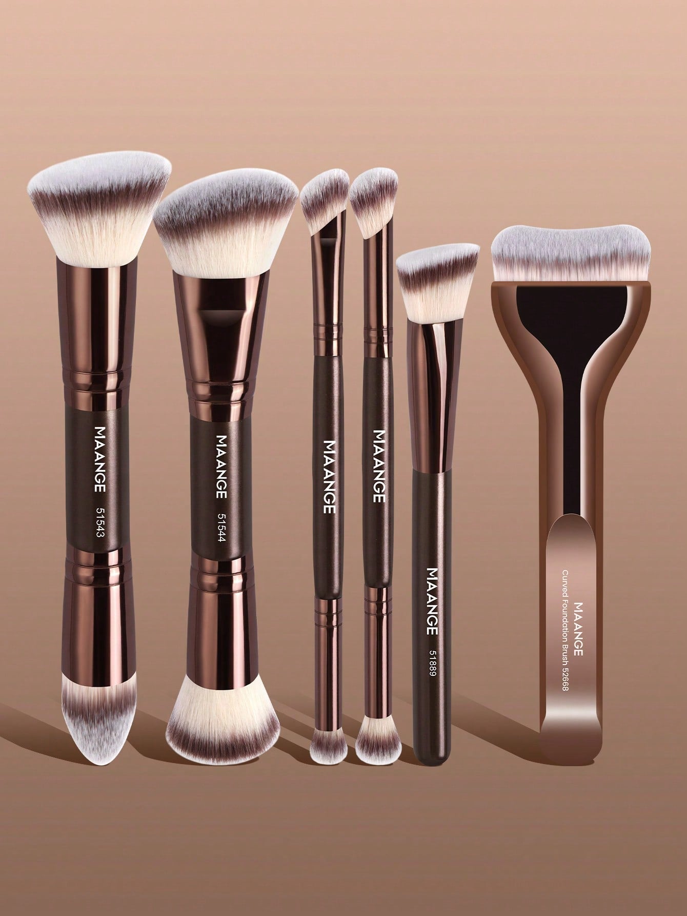 MAANGE 4/5/6/7/8/16/17pcs Professional Aluminum Makeup Brush Set, Includes Soft High-Quality Synthetic Hair Makeup Brushes, Foundation Brush, Powder Brush, Blush Brush, Concealer Brush, Contour Brush