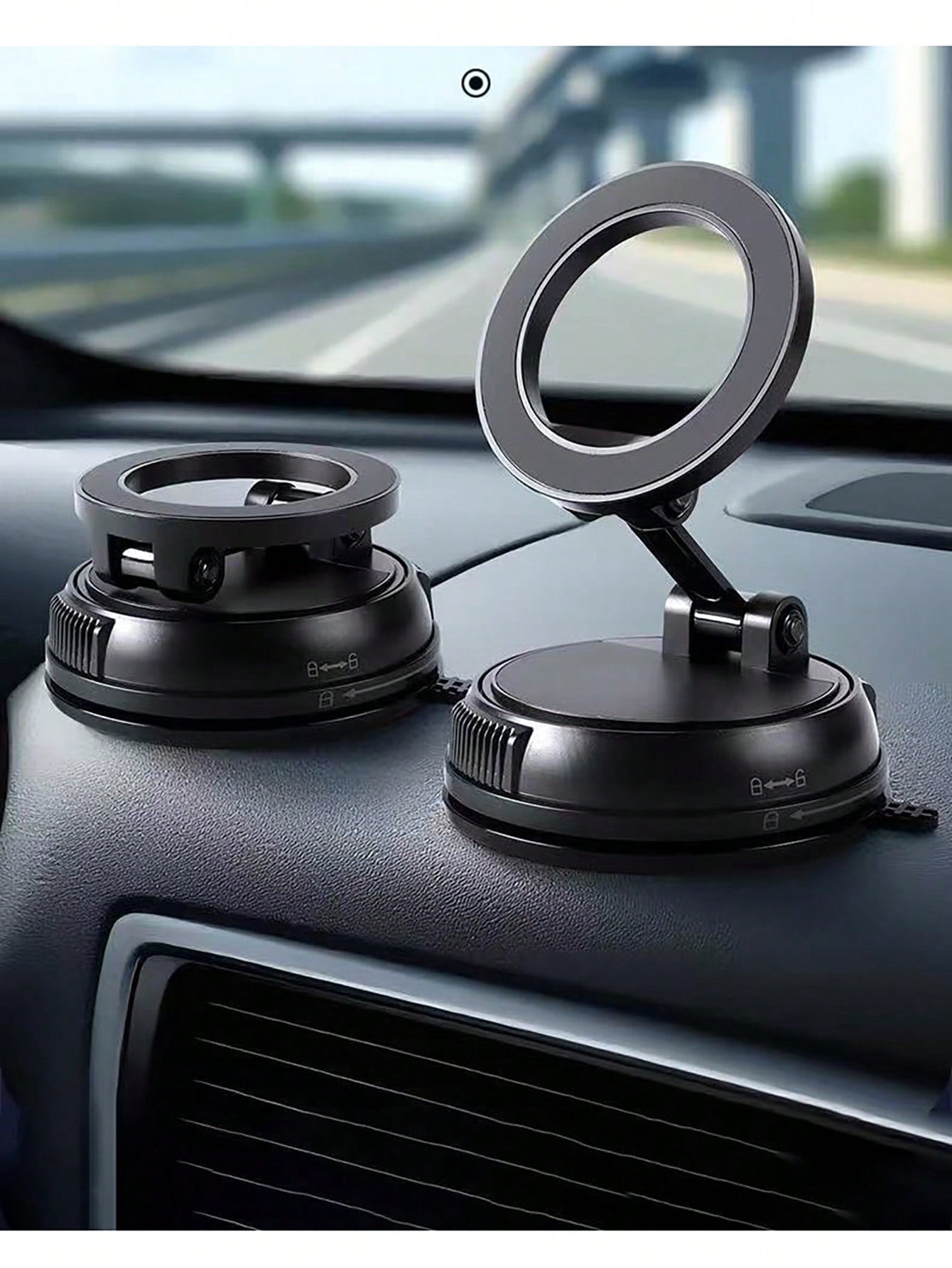 Magnetic Car Phone Holder, Alloy Material, 360° Foldable Design, Strong Suction Cup And Reusable Gel, Suitable For All Car Models