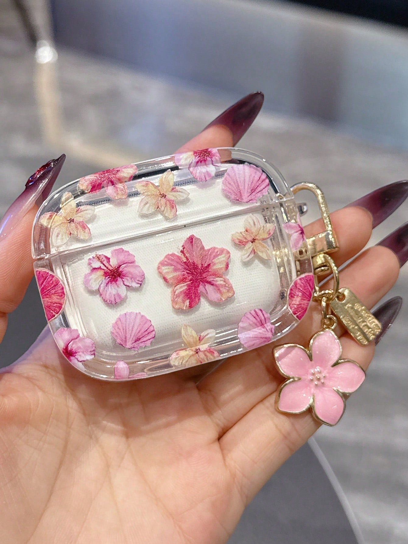 Minimalist Pink Flower Element Transparent Soft Protective Bluetooth Earphone Cases Ditsy Floral Compatible With Pro 3rd Gen Wireless Bluetooth Earphone Case Cover For Pro 2/3/4 Suitable For Men And W