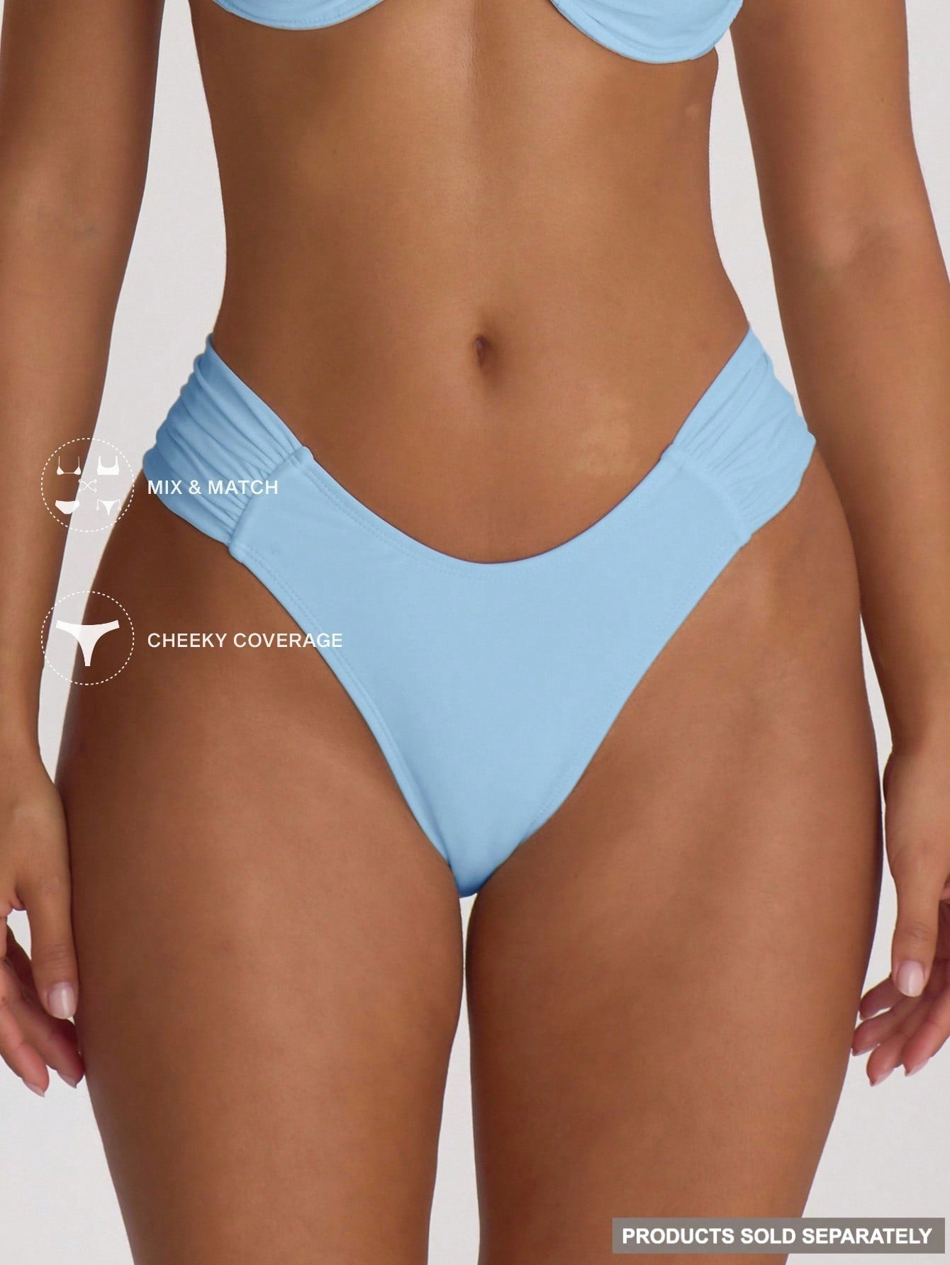 Musera Resort Ruched Side Cheeky Fit Bikini Bottoms Swim Vacation Holiday Summer Travel Beachwear Swimwear Solid Colour Resort Core