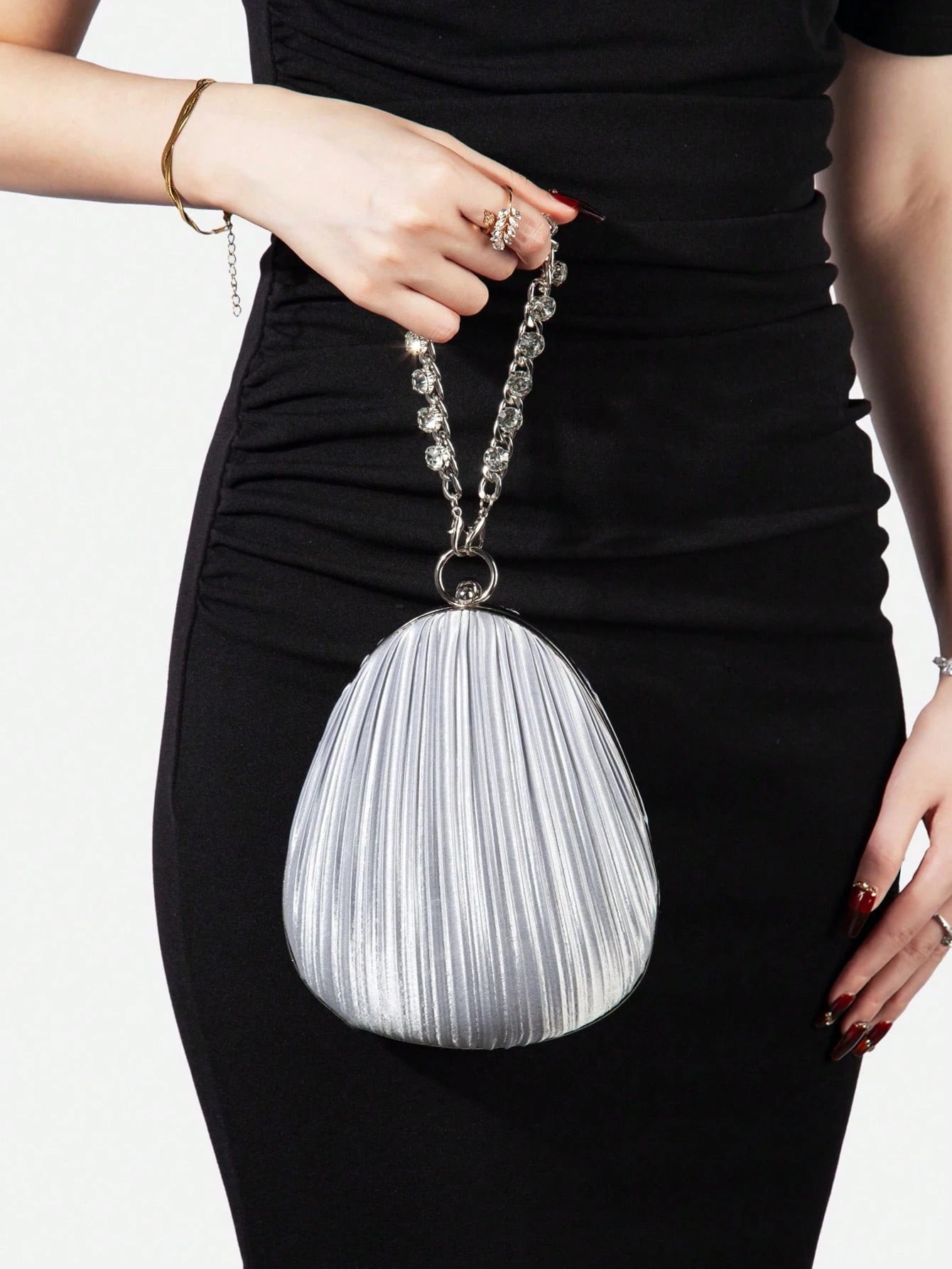 New Satin Pleated Evening Bag, Bridal Wedding Clutch, Versatile Handbag & Shoulder Bag, Suitable For Weddings, Galas, Parties, Meetings. Best Gift For Women