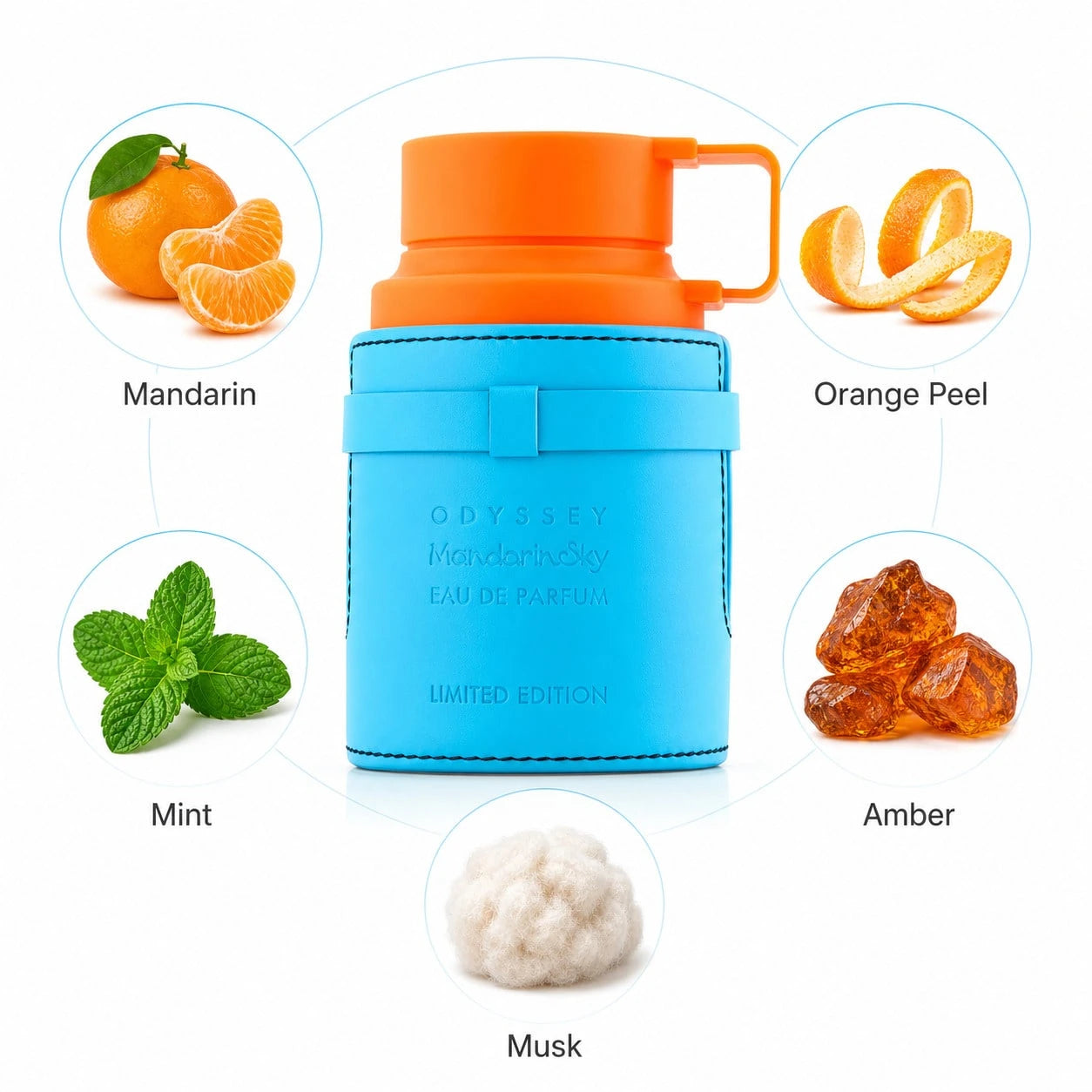 Odyssey Mandarin Sky Armaf Eau De Parfum Spray 100ml, Fresh Mandarin Orange Citrus Amber Musk Perfume, Long Lasting Unisex Fragrance Gift
