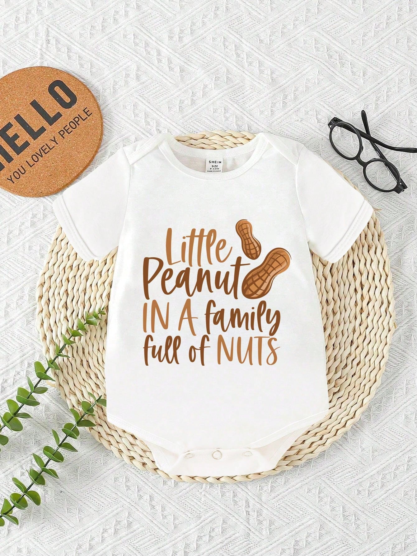 Playful Pals Baby Boy Casual Stylish Cartoon Peanuts Ombre Foil Print Creative Funny Slogan Letter Decoration Short Sleeve Bodysuit