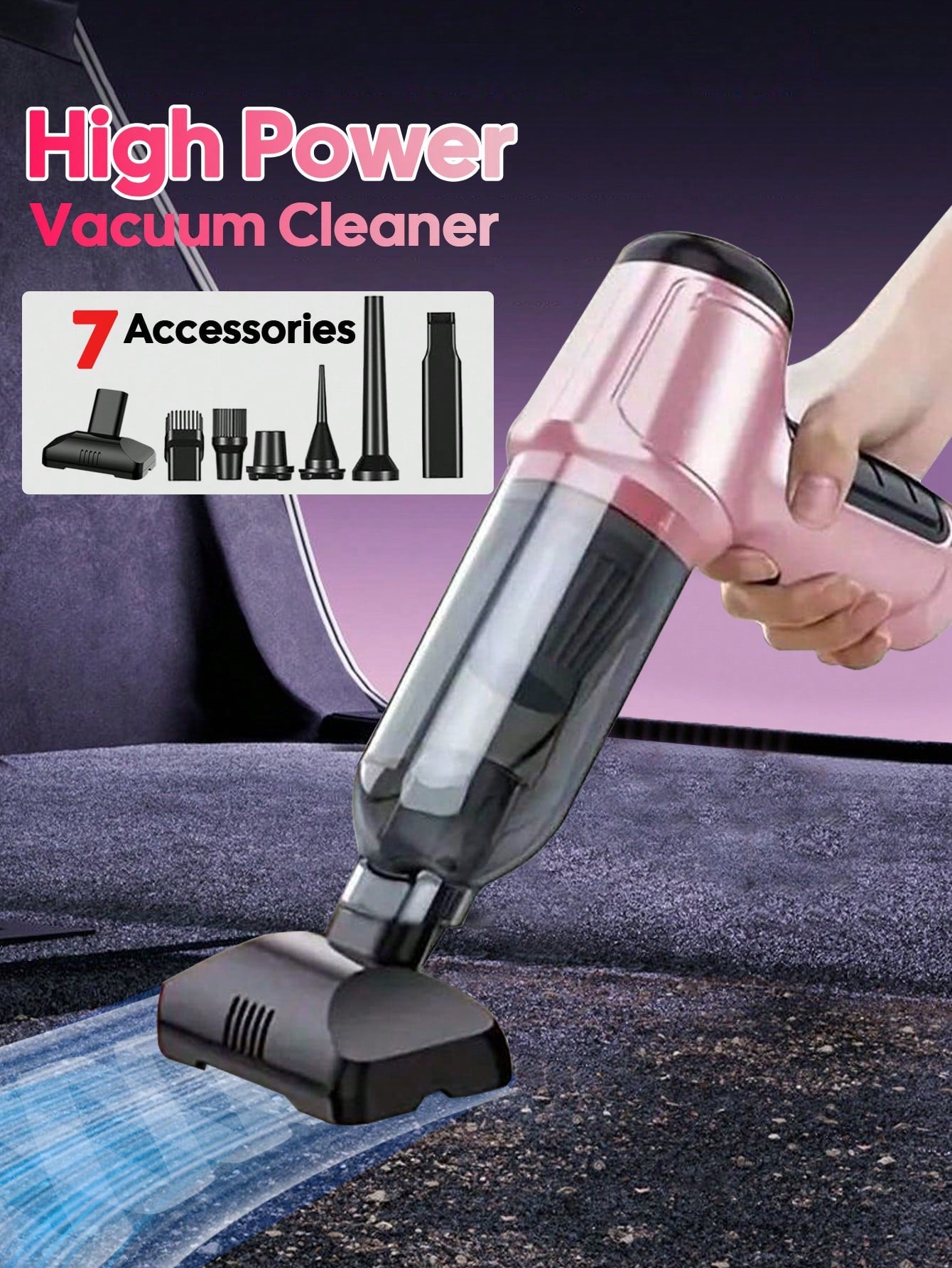 Portable Cordless Vacuum, High Suction Handheld Car Vacuum Cleaner, With Washable Filter, And Blowing, Both In The Car And At Home, Can Absorb Dust, Debris, Pet Hair, 2400mAh, Car Accessories