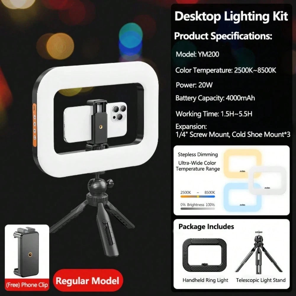Portable Handheld LED Ring Light, USB Rechargeable Selfie Light, Suitable For Mobile Phone Cameras, Makeup, And Live Video. Suitable For Selfies And Live Streaming, Photography, Portable Light Selfies