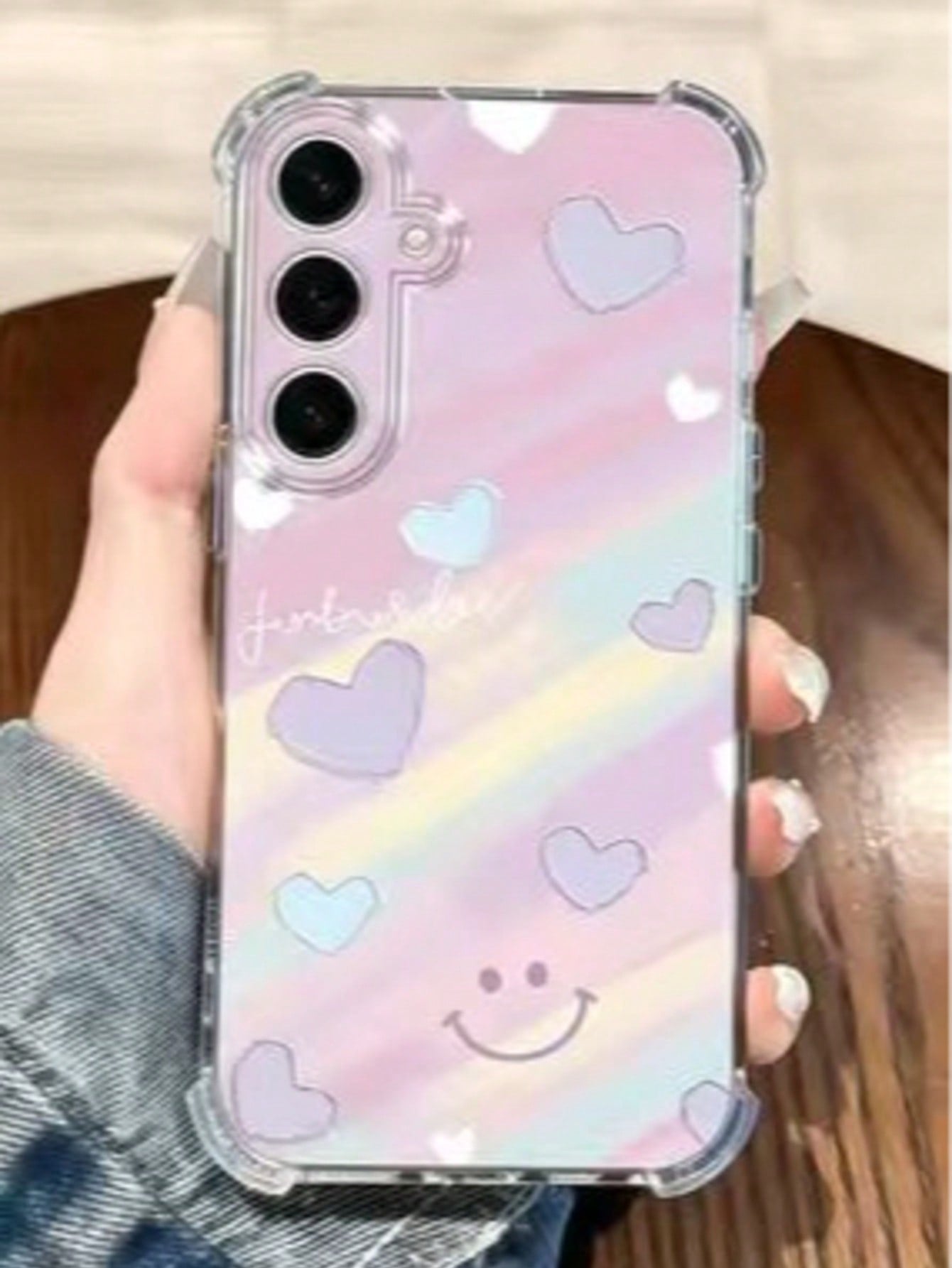Rainbow Heart Pattern Transparent Shockproof Fashion Phone Case Compatible With Iphone 16/17/16pro/16plus/16promax Birthday Gift Anniversary