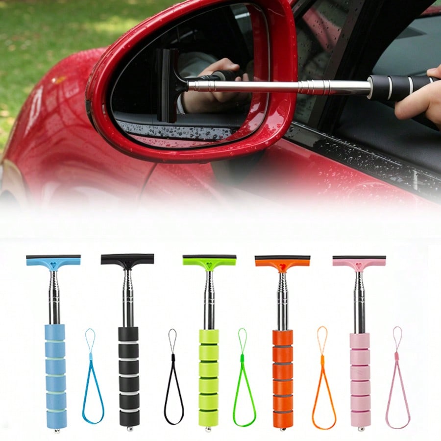 Retractable Car Rearview Mirror Windshield Wiper, Mini Car Window Cleaning Squeegee