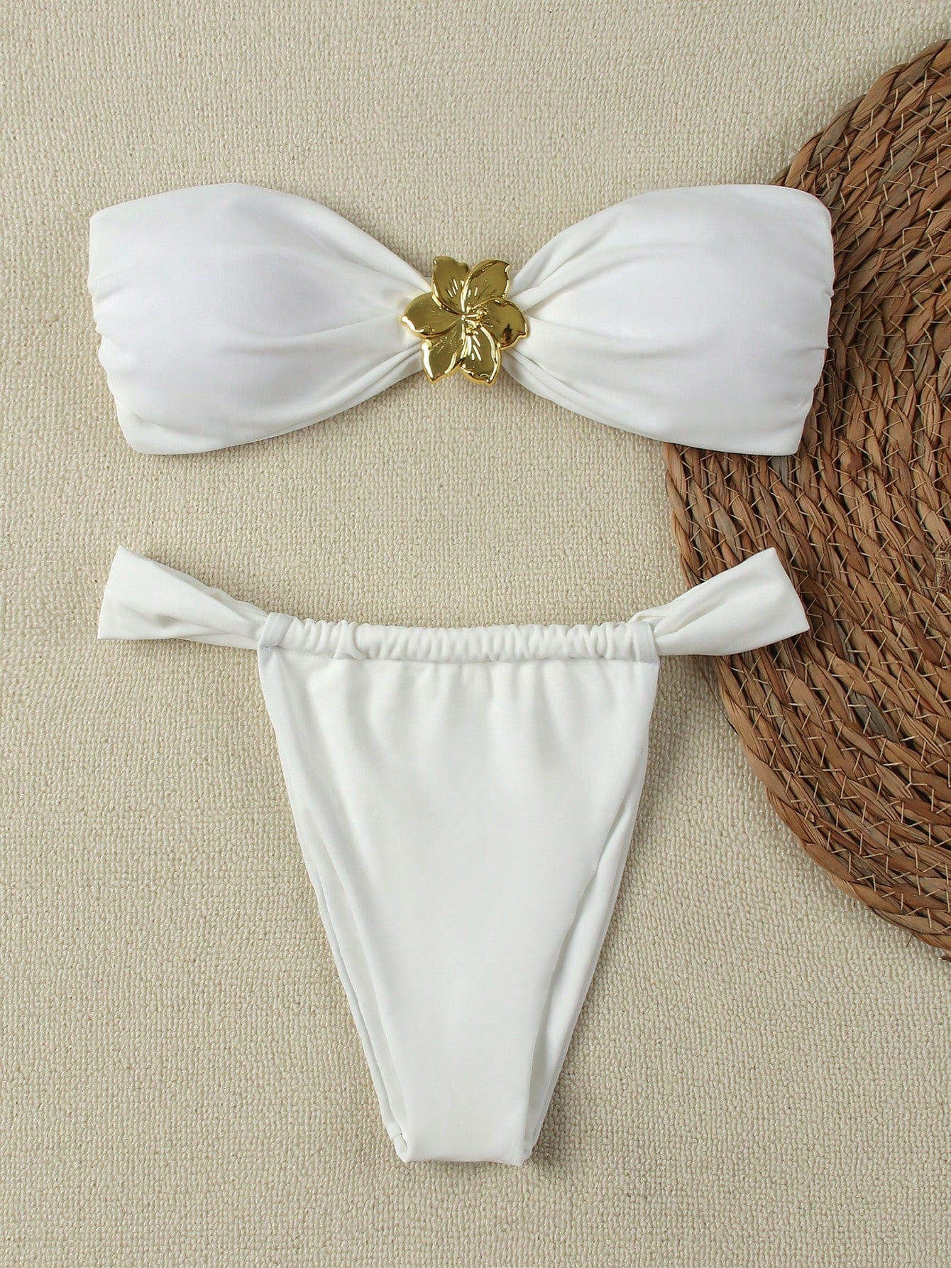 Sexy Solid Color Bandeau Women Bikini Swimwear Summer Spring 2026 Beach Holiday Outfits,Women,Vacation Outfits Women,Going Out Top
