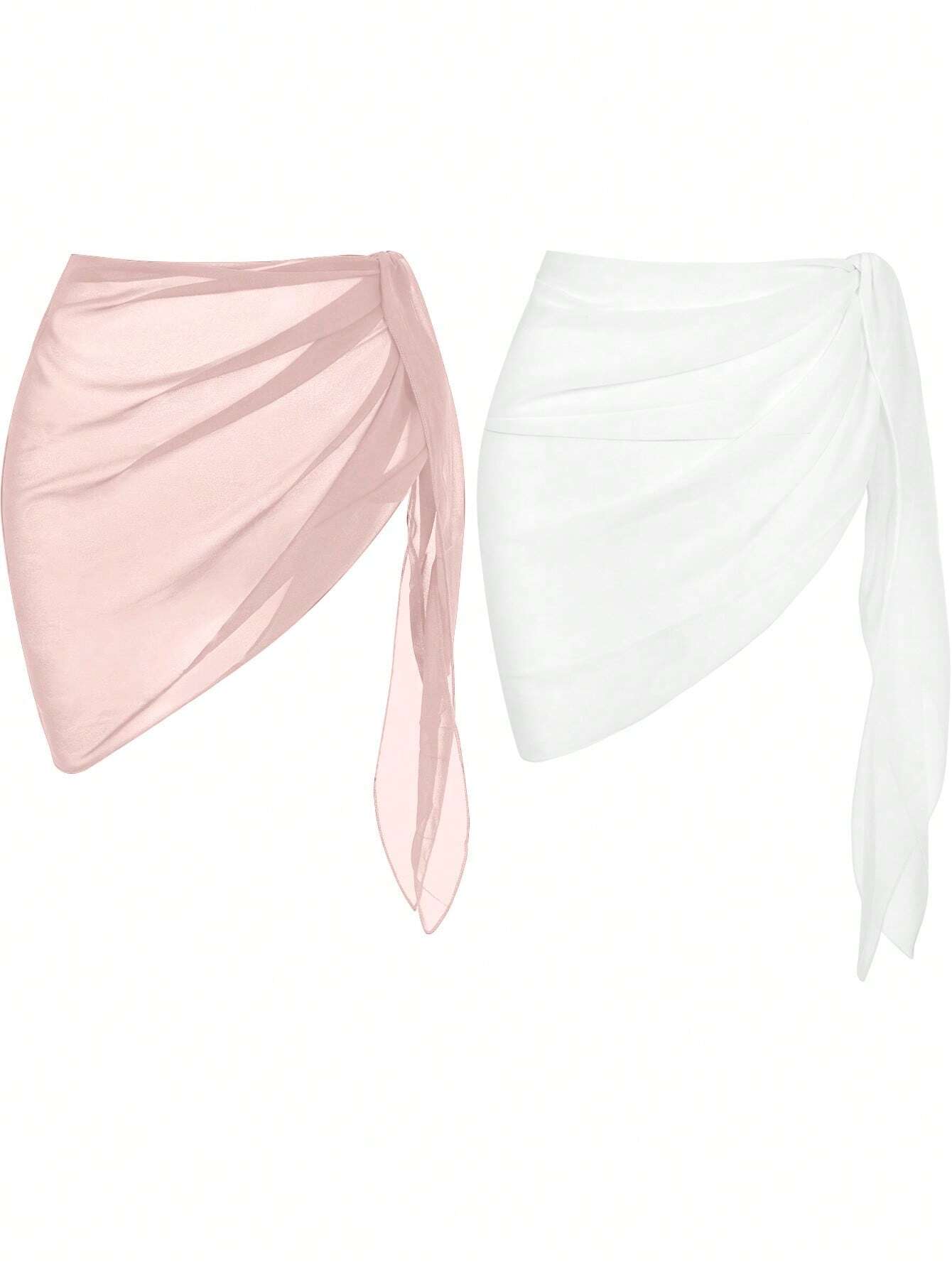 Swim Basics Summer Beach 2packs Chiffon Cover Up Skirt