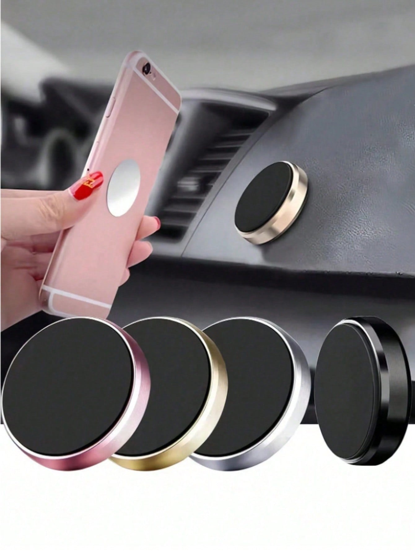 This Sturdy Magnetic Car Phone Holder Can Instantly Attach To The Car Dashboard Or Interior Wall, Suitable For All Phones, Designed For Car Owners. Universal Magnetic Metal Phone Holder, Multi-Functio