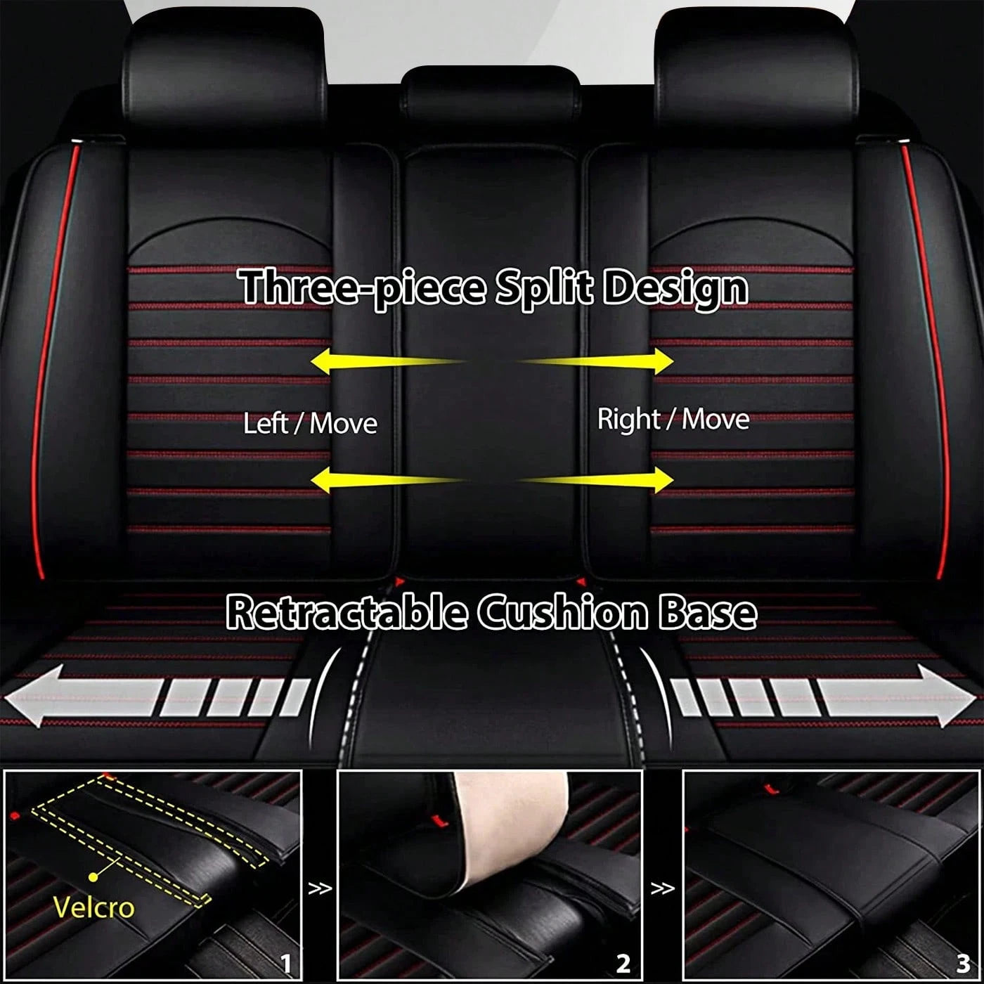 Universal Car Seat Covers Full Set, Waterproof Faux Leather, Anti-Slip & Easy To Install For Cars SUV Truck, 5-Piece Front And Rear Seat Protectors