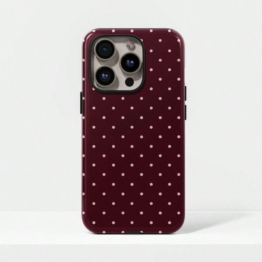 VESPOP Cute Pink Polka Dot Pattern Fashion Red Base Phone Case, Y2K Style. Compatible With IPhone 17, 16, 15, 14, 13, 12, 11 Pro Max Plus Models, International Version, Not The Domestic Version Spring
