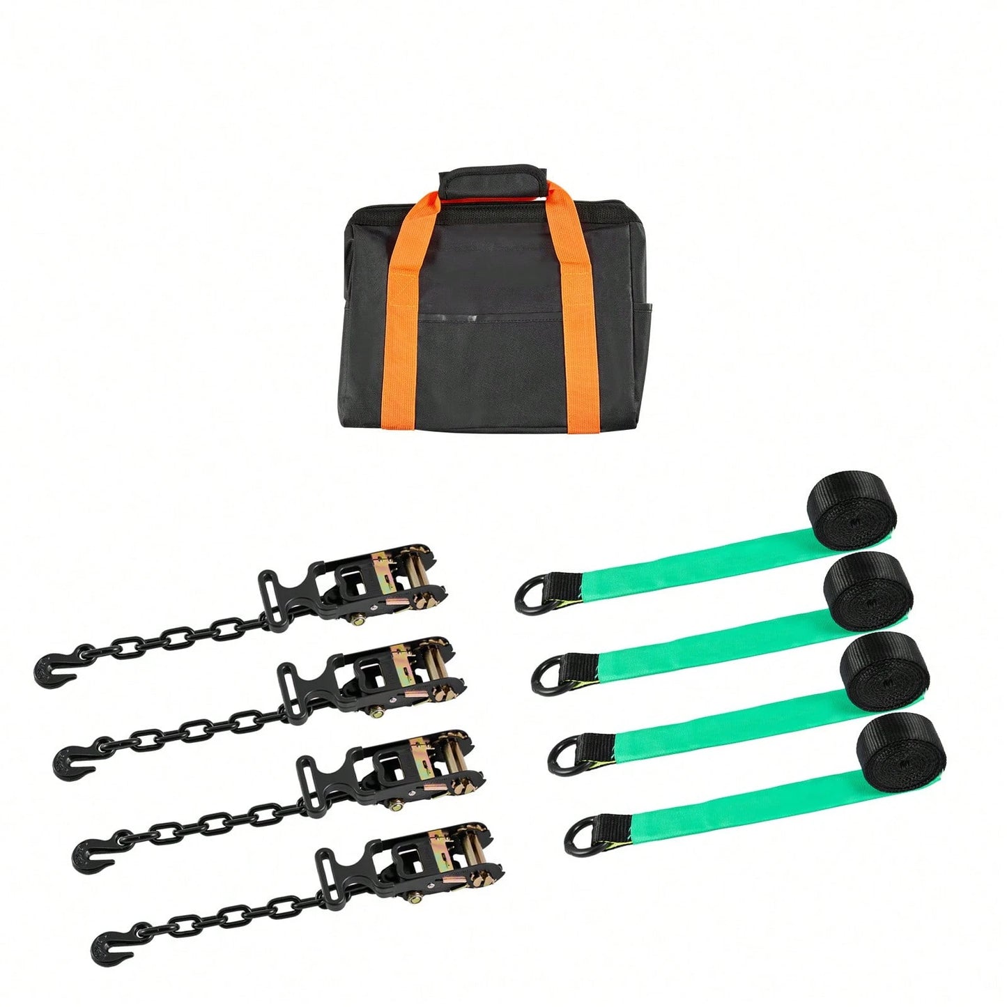 Wheel Chock Tie-Down Kit, Tire-Style Tow Dolly Strap, Car Tie Down Kit With Heavy-Duty Hook, Break Strength 10009 Lbs & Working Load 3333 Lbs Motorcycle Tie-Down System For ATV, SUV, Trailer