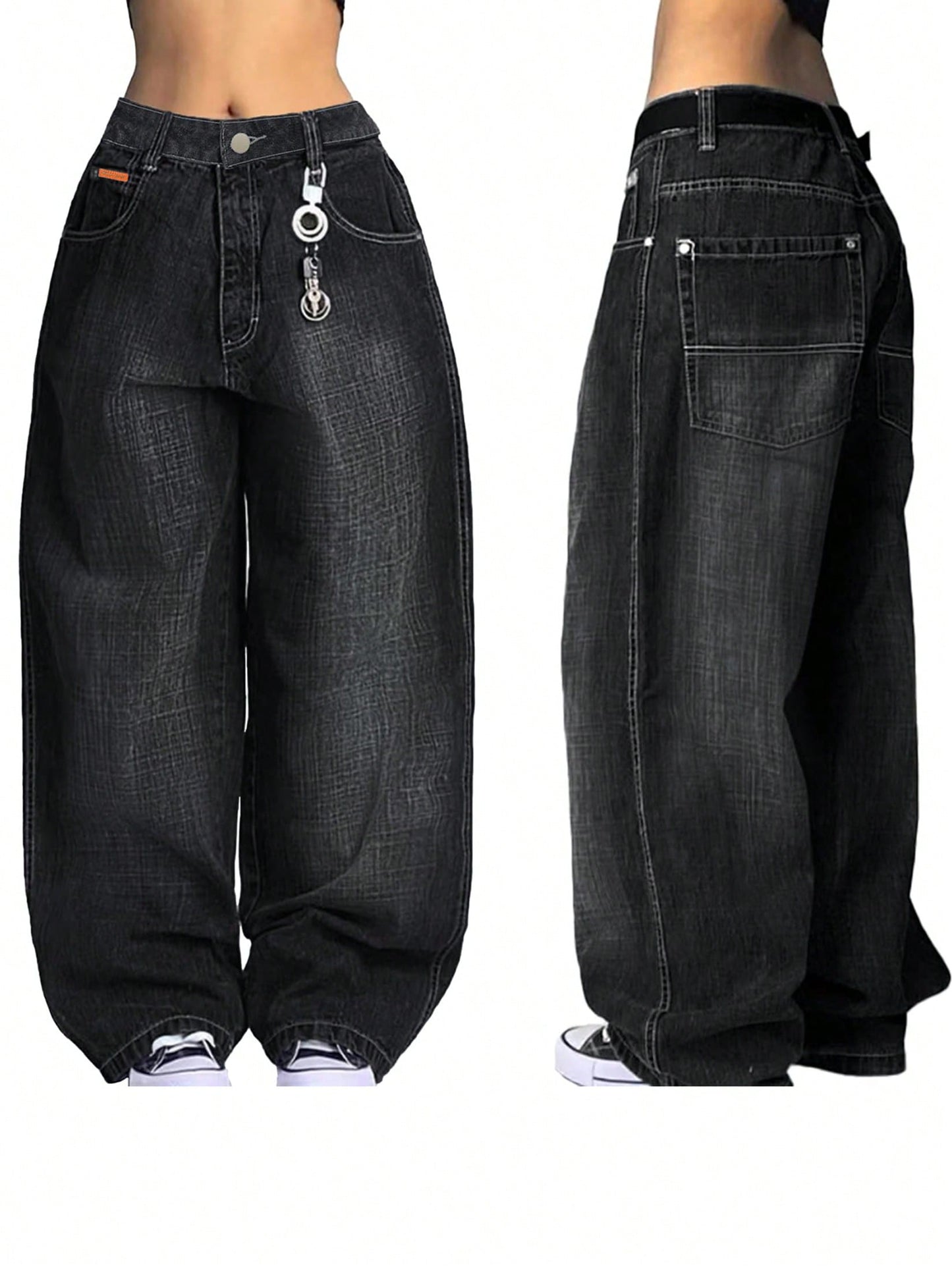 Women's Hip Hop Baggy Jeans Wide Leg Mid-Low Waist Jeans Loose Boyfriends Jeans 90s Vintage Denim Pants For Back To School
