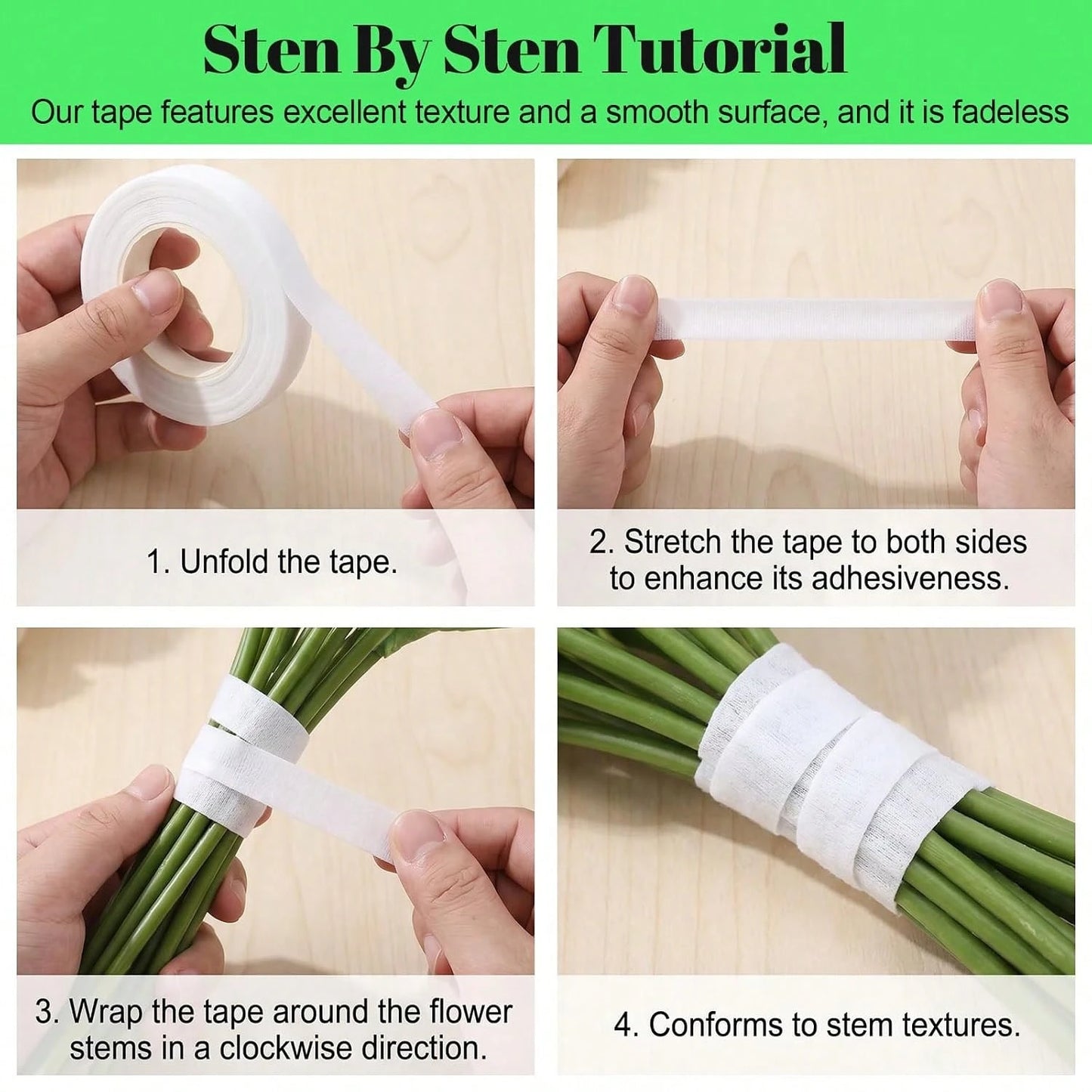 Ymapinc 3 Rolls White Floral Tape, Waterproof Florist Tape For Bouquets| Flower Tapes For Bouquet Stem Wrap, Florist Supplies For Corsages, Wedding