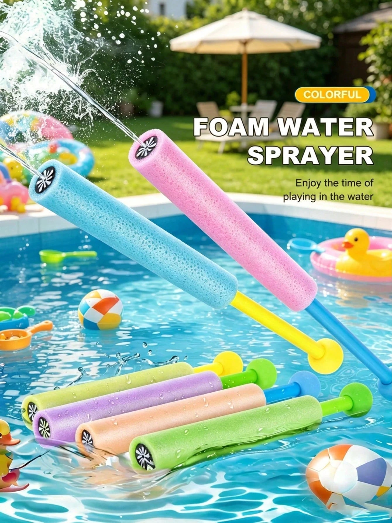 1/2/3pcs Fun Foam Water Sprayer With Ergonomic Round Handle Floating Summer Outdoor Essential For Family Gathering Pool Water Sprayer For Camping Water Park Summer Essentials Party Supplies Outdoor Wa